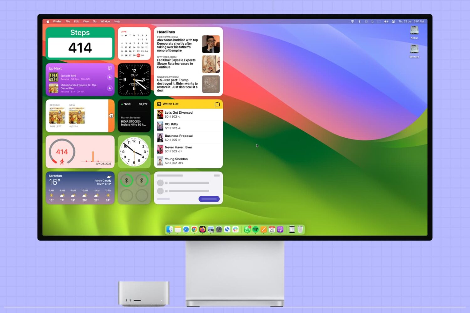 Desktop widgets on Mac running macOS Sonoma