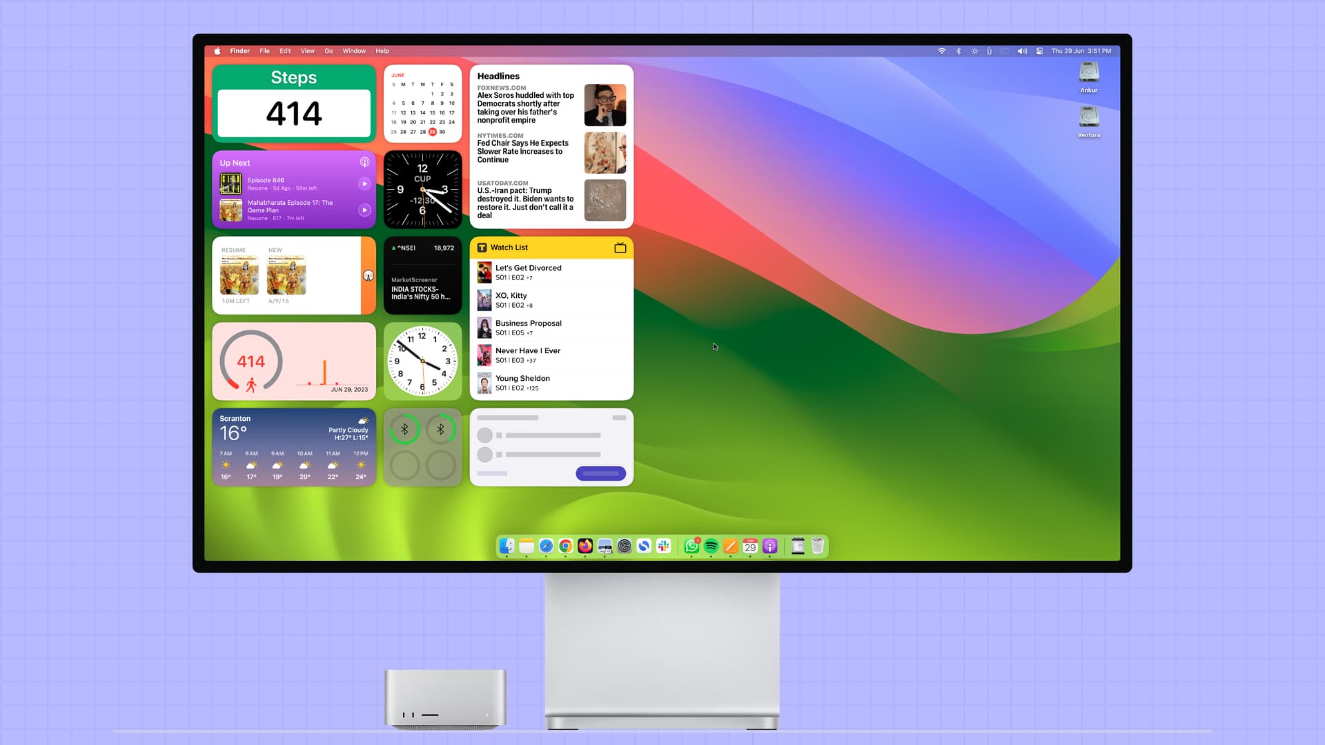 Desktop widgets on Mac running macOS Sonoma