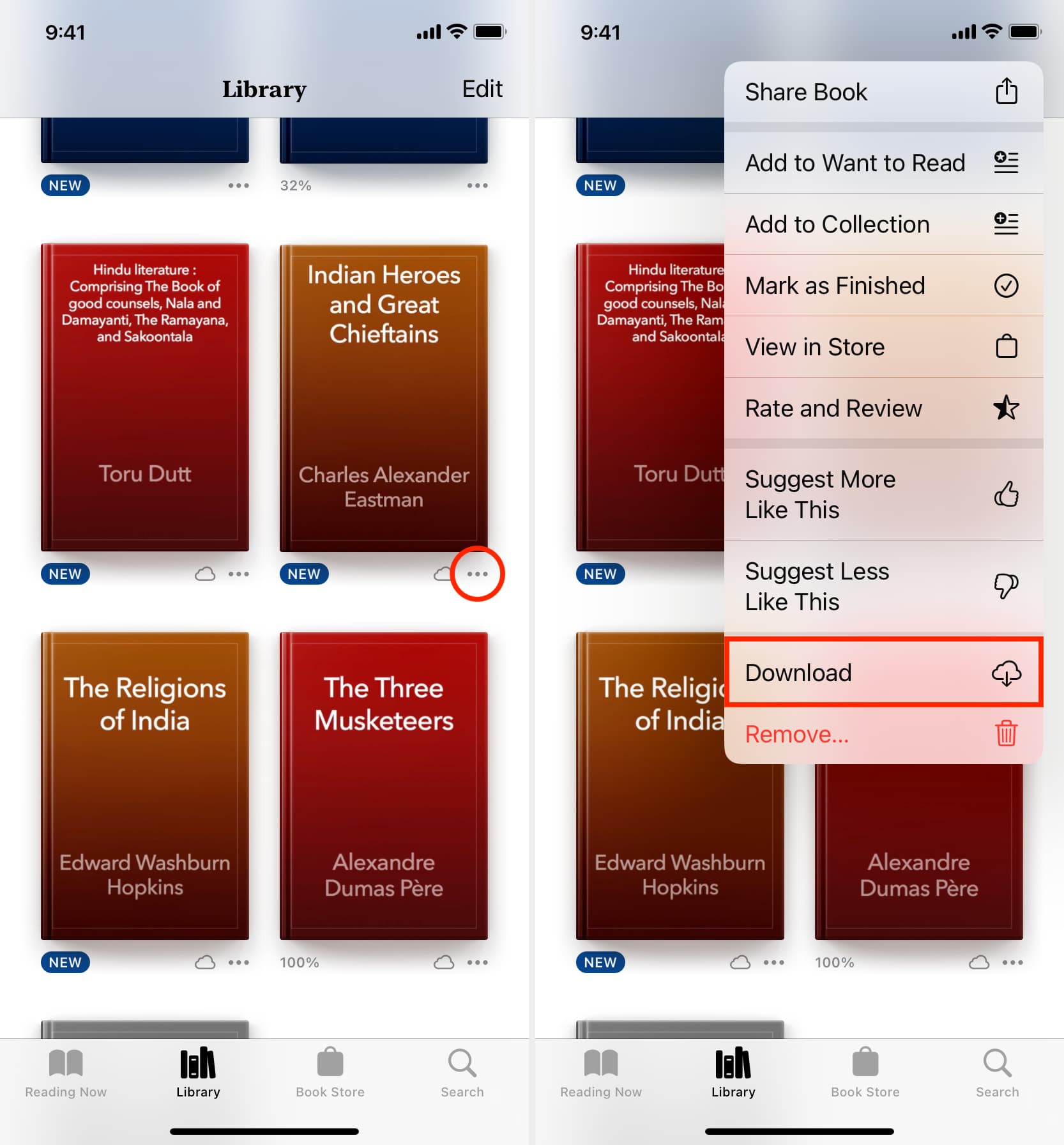 Re-download deleted books in iPhone Books app