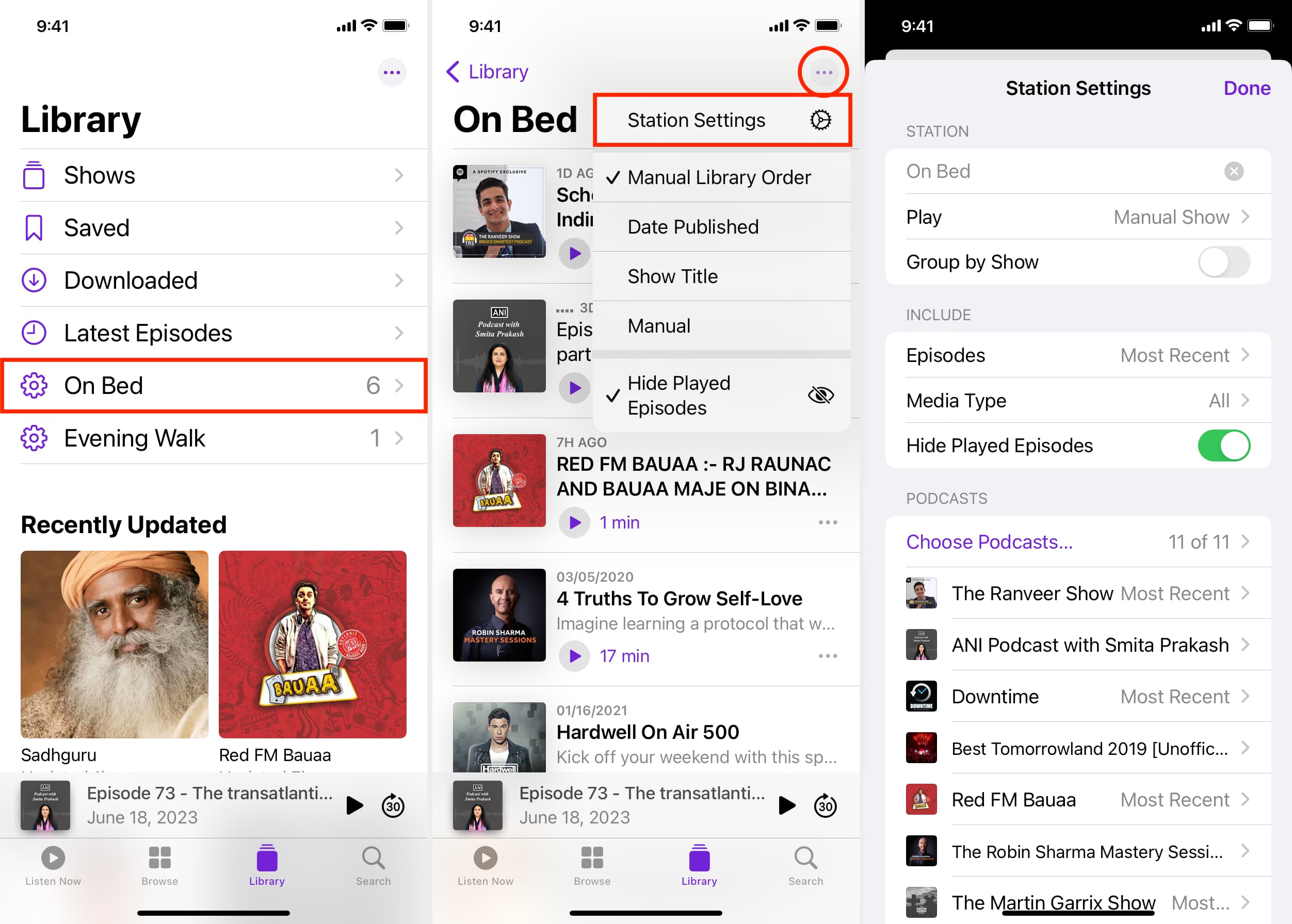 Edit Station Settings in Podcasts app on iPhone