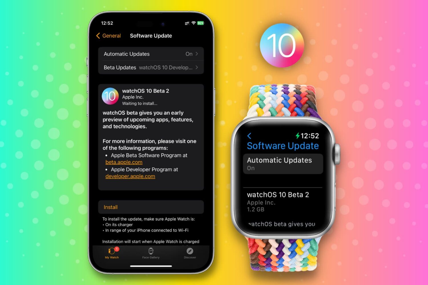 Downloading and installing watchOS 10 on Apple Watch