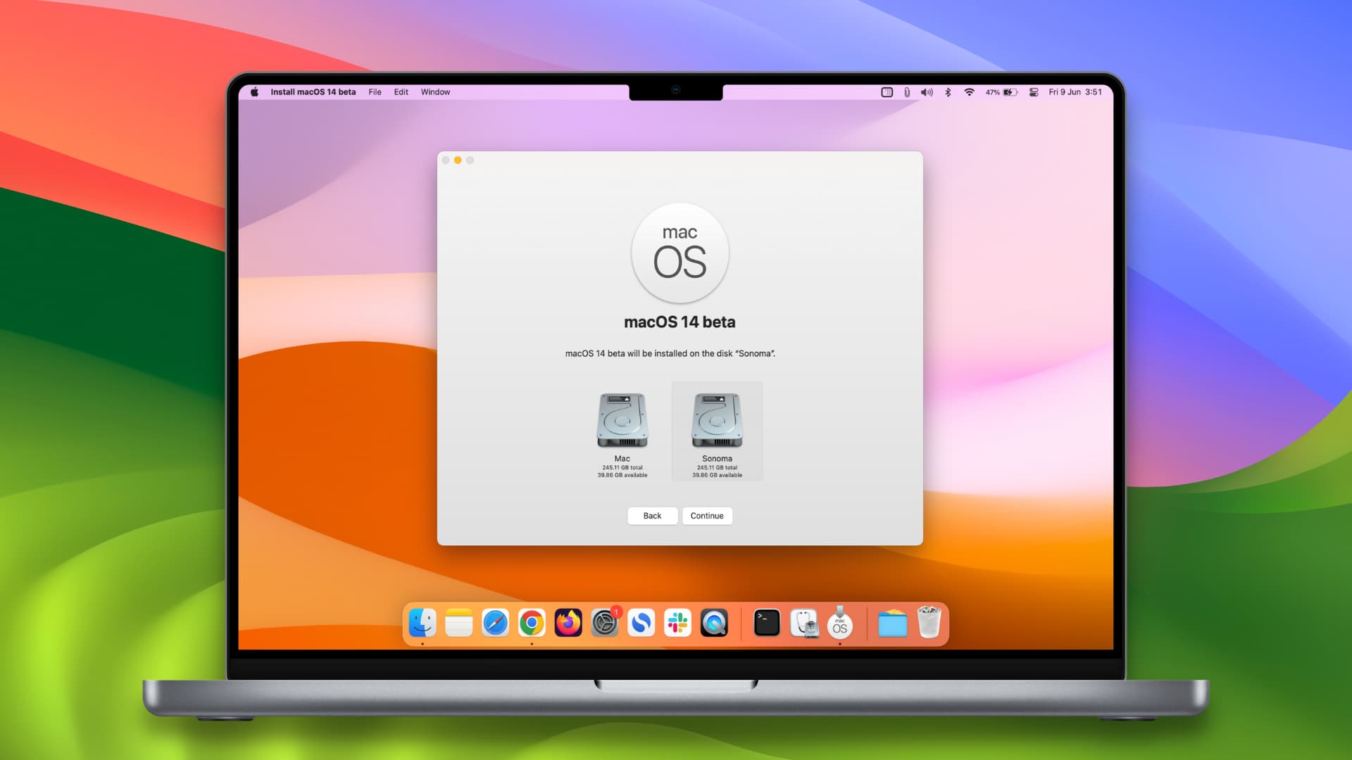 Installing macOS Sonoma on another disk volume on Mac