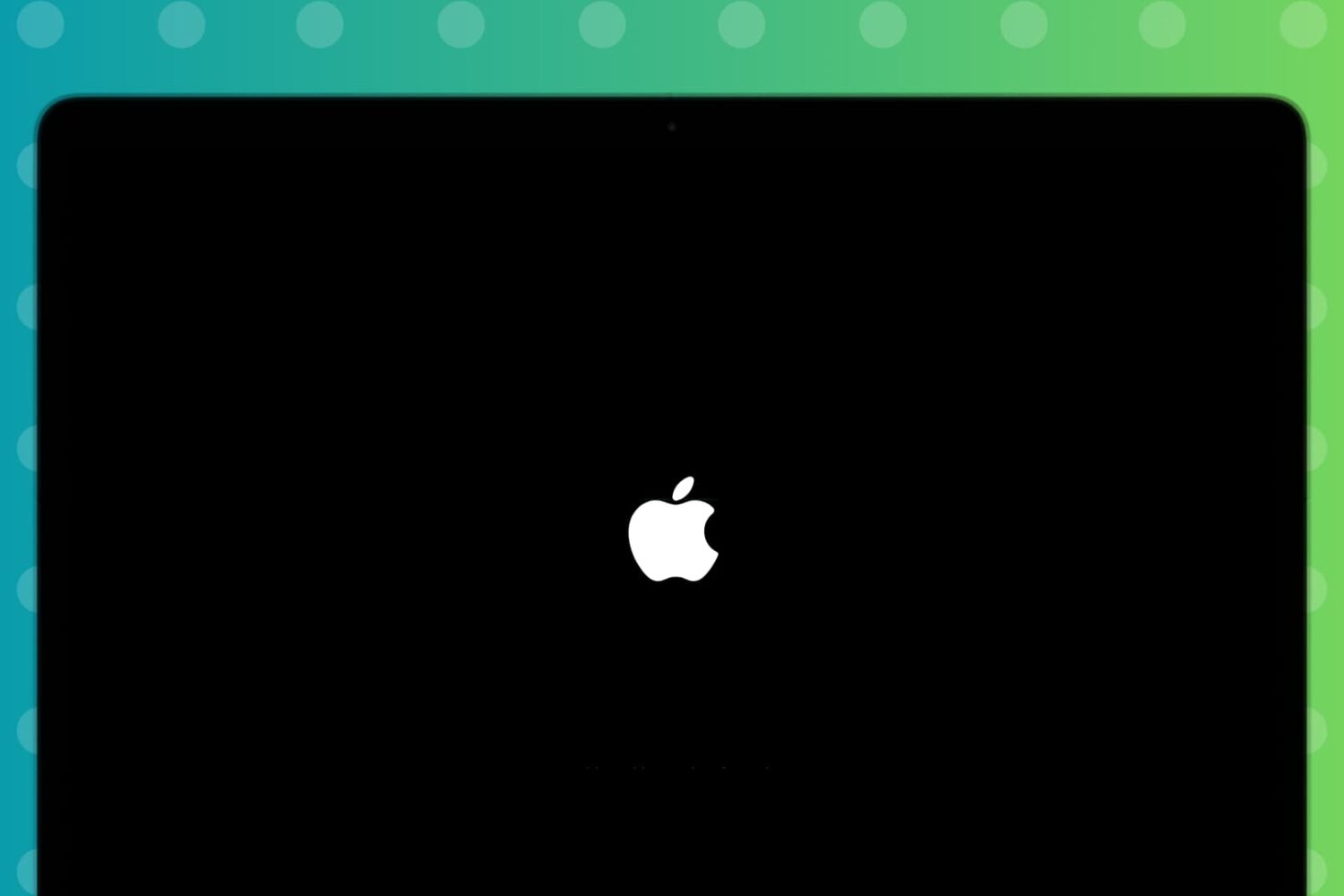 Mac on startup screen with Apple logo on black background