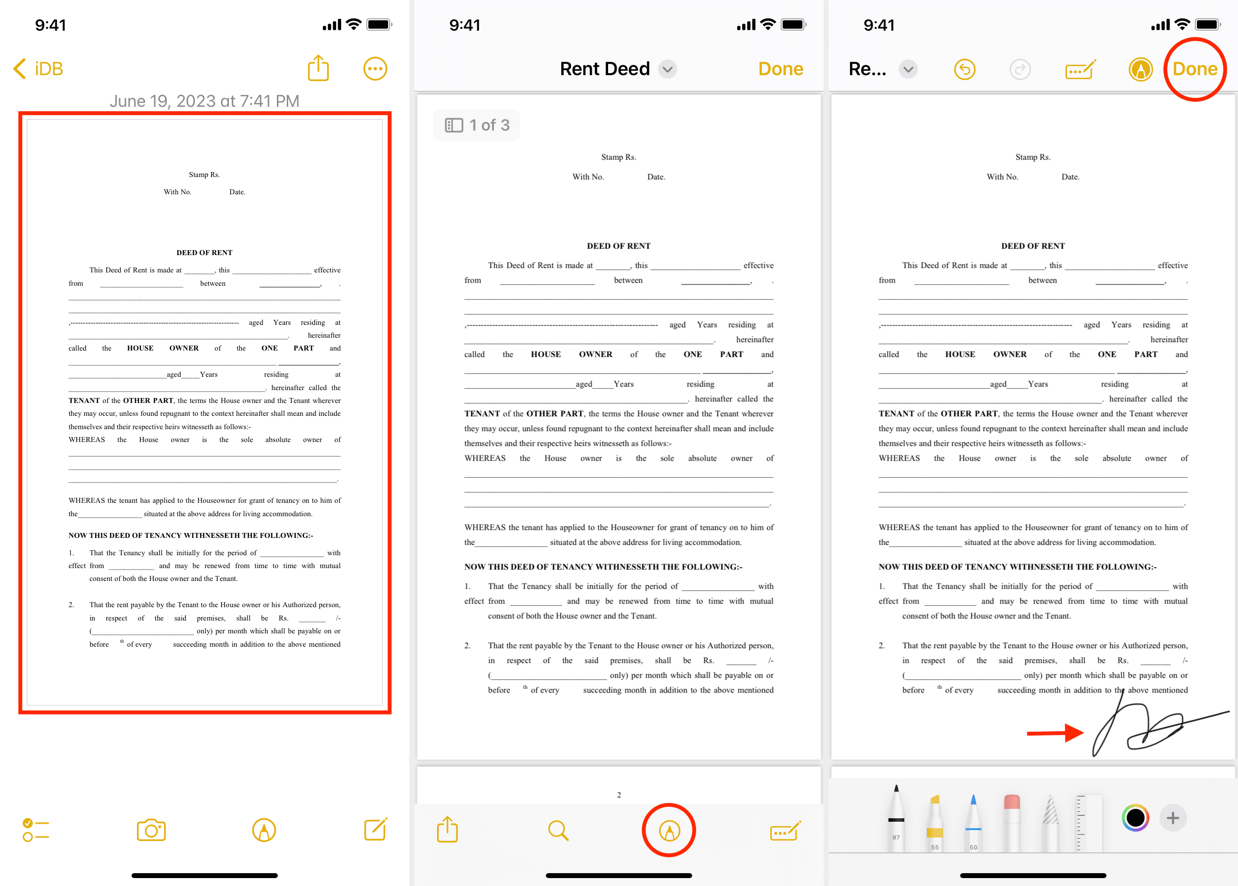 Markup PDF inside Notes on iPhone