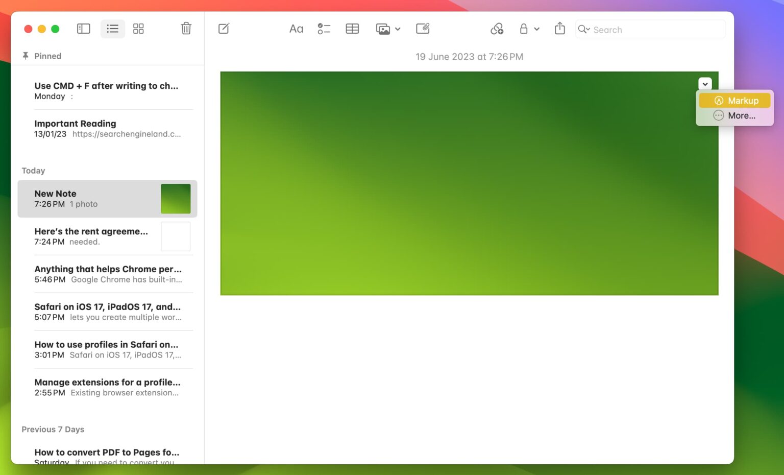 How to markup a PDF or photo in the Apple Notes app