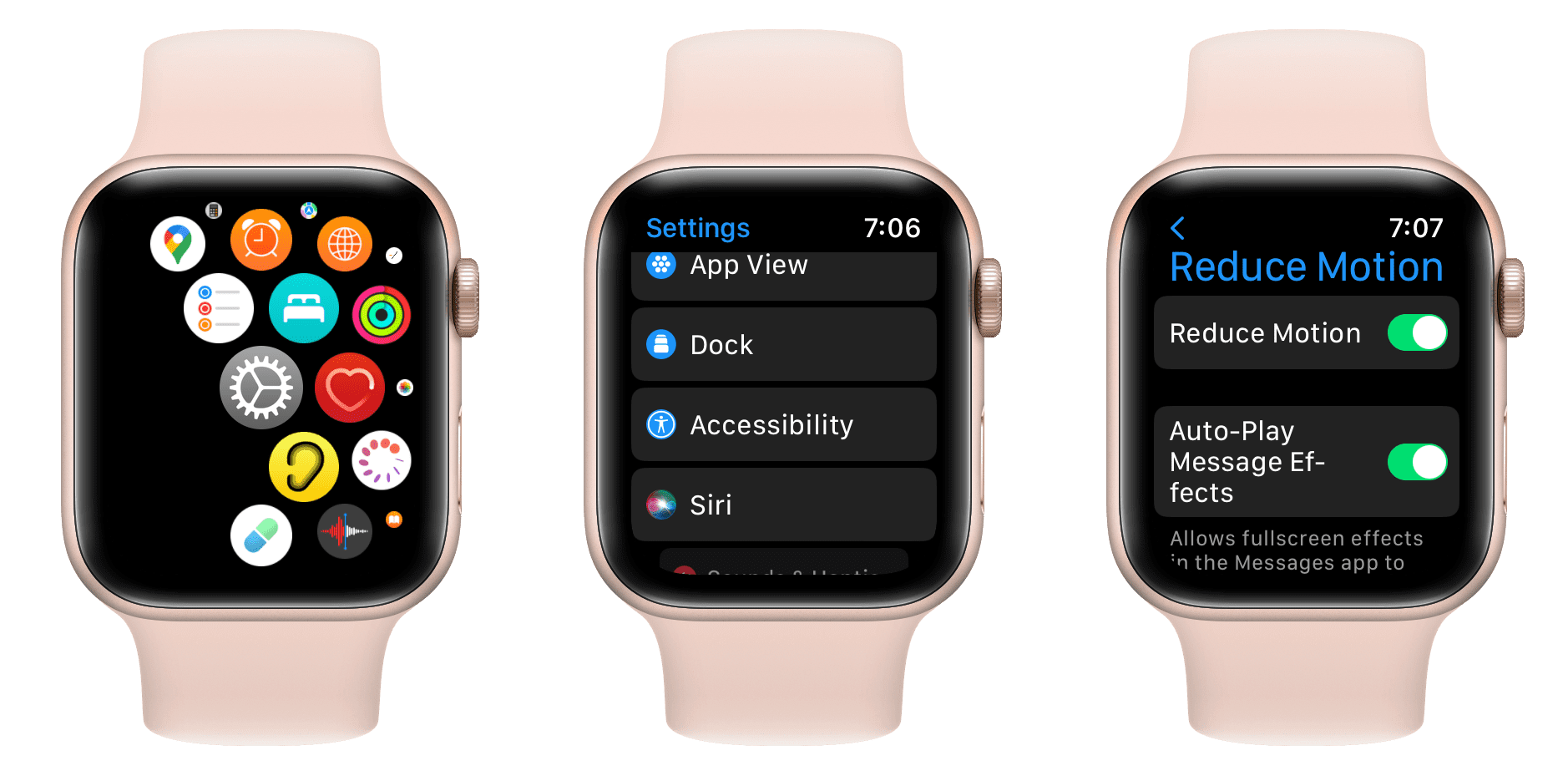 Enable Reduce Motion from Apple Watch settings