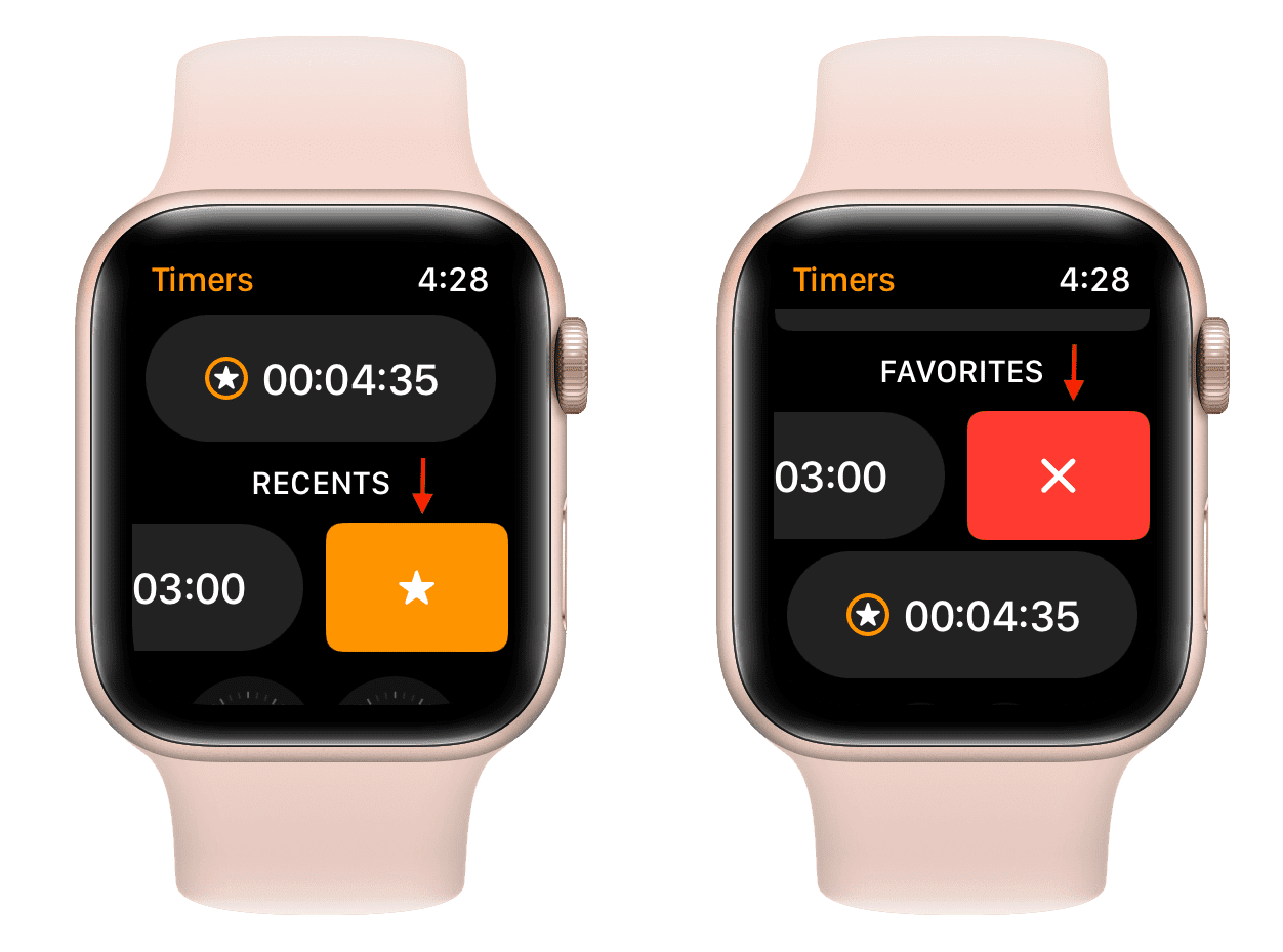 Remove recent timers on Apple Watch