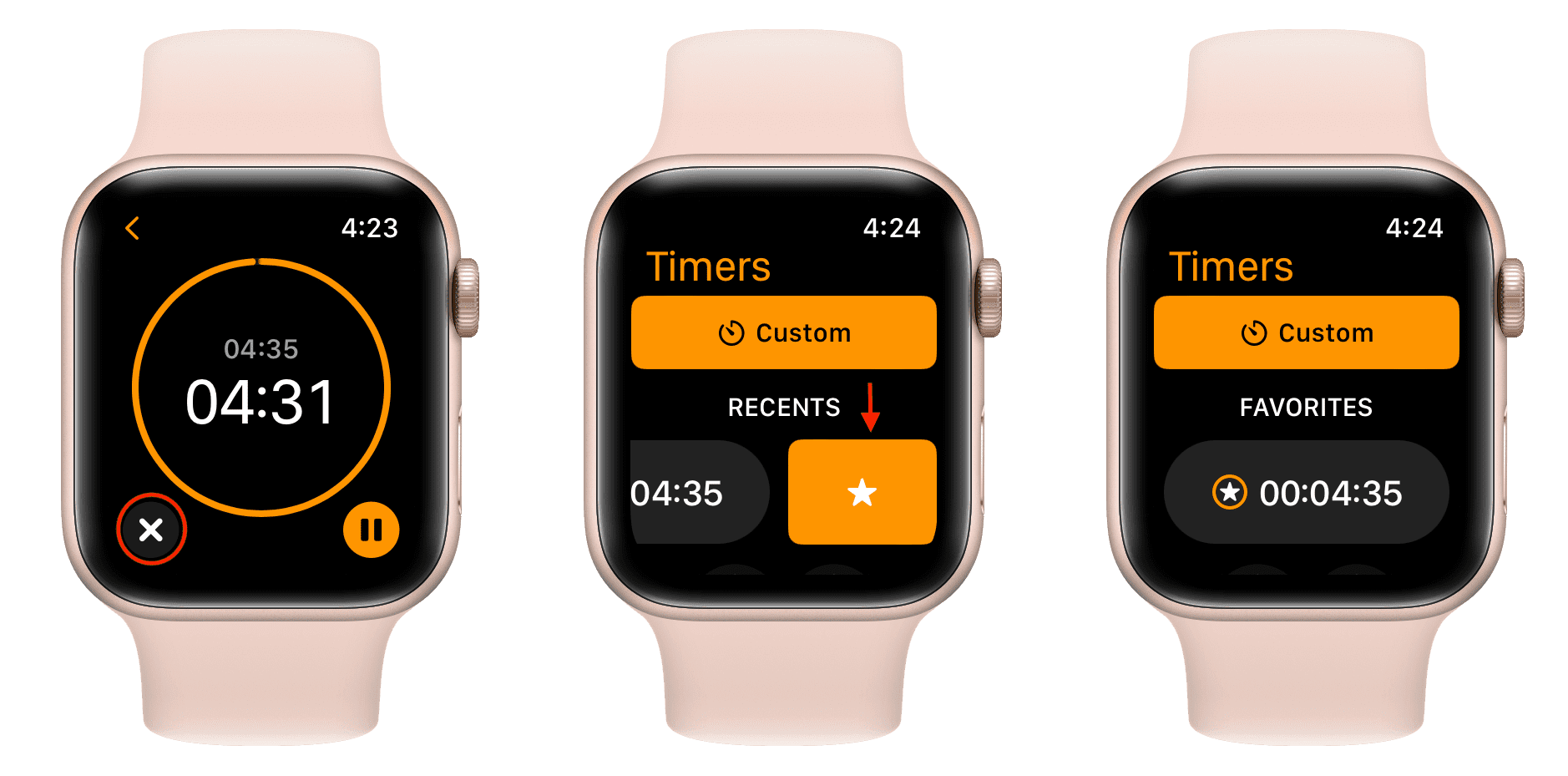 Set a custom timer duration as a favorite on Apple Watch