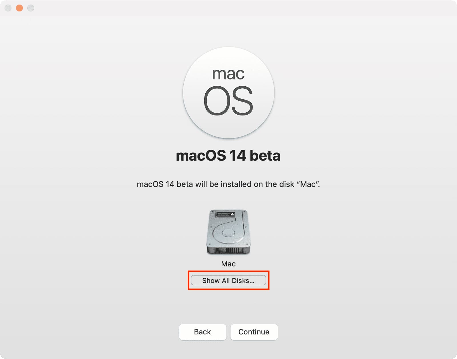 Show All Disks during macOS Sonoma installation