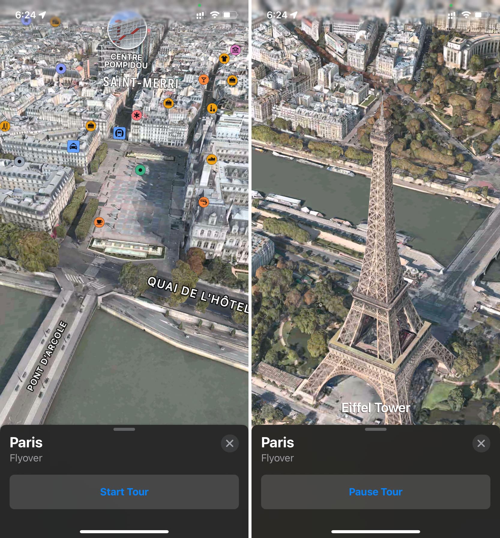 Start Flyover tour in Apple Maps on iPhone