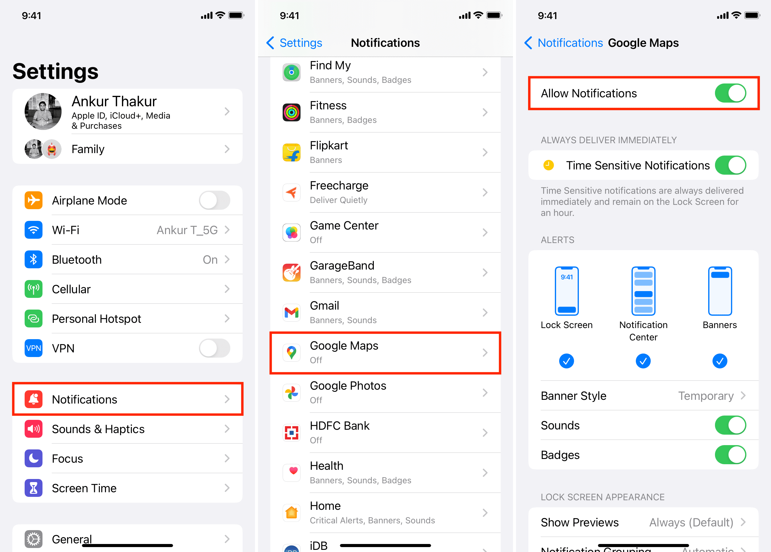 Turn on notifications for Google Maps on iPhone