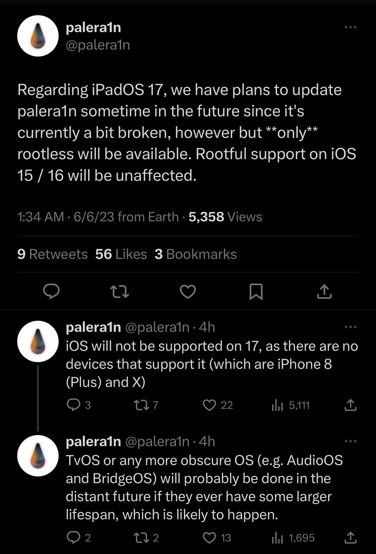palera1n team confirms plan to support iPadOS 17.