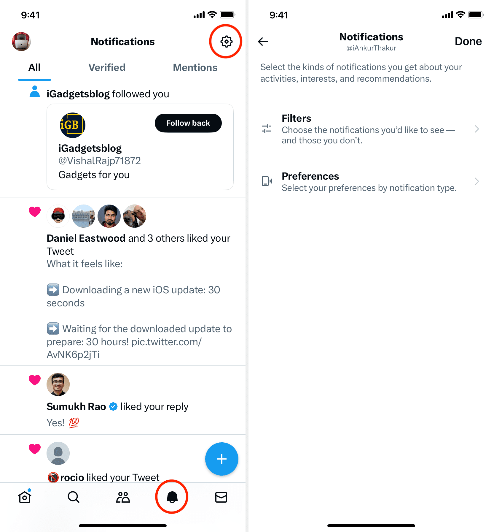 Access Twitter Notifications on iPhone
