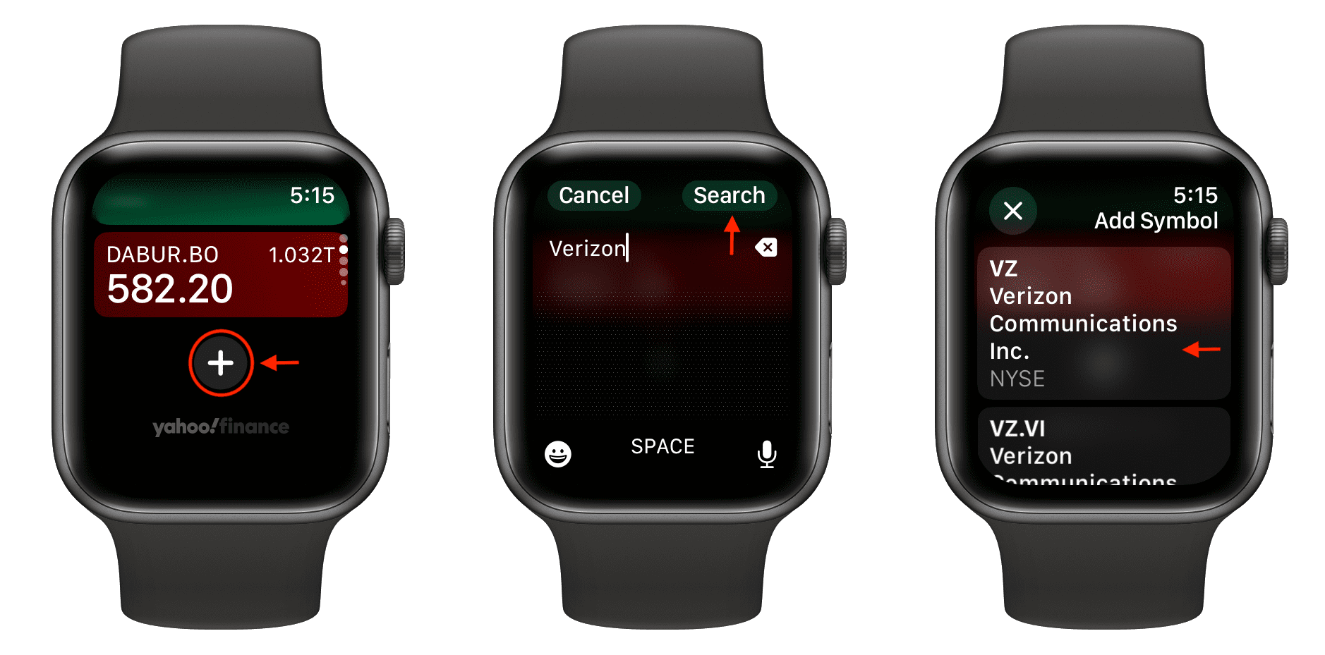 Add a stock to Stocks app on Apple Watch