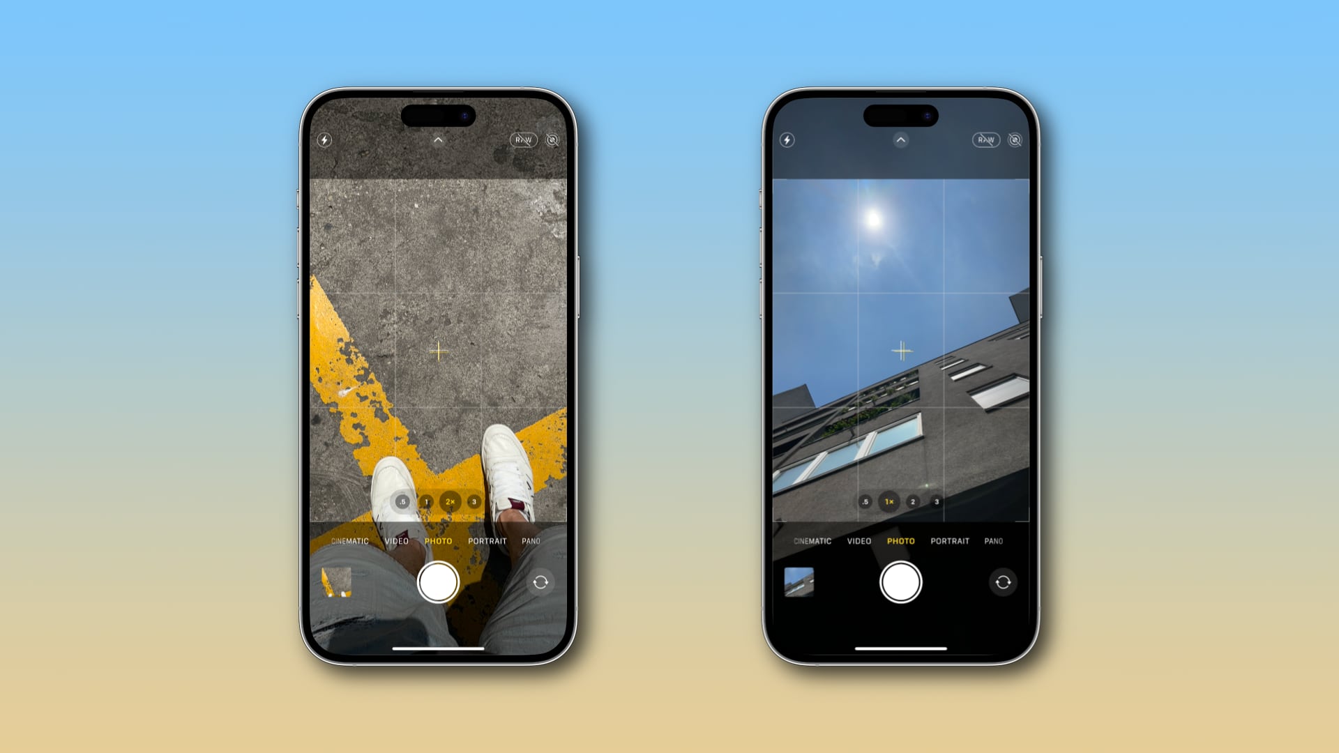 Examples of the iPhone camera level when shooting overhead and top-down scenes