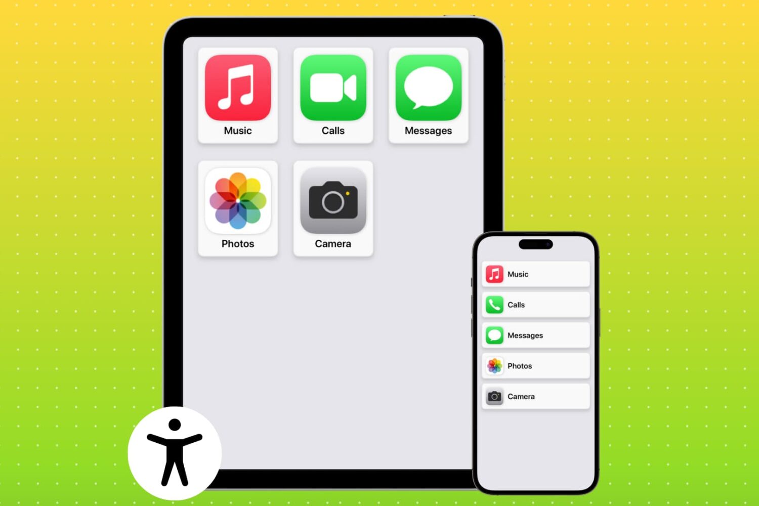 Assistive Access screen on iPhone and iPad