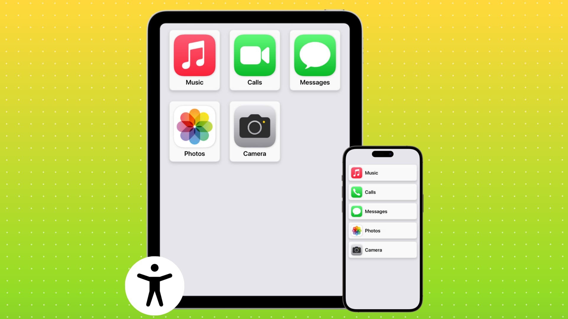 Assistive Access screen on iPhone and iPad