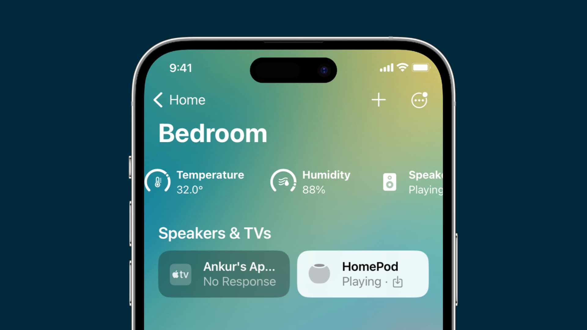 Bedroom in the Home app on iPhone