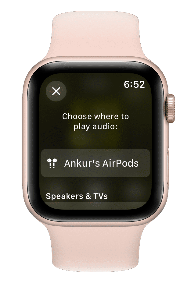 Choose where to play audio on Apple Watch