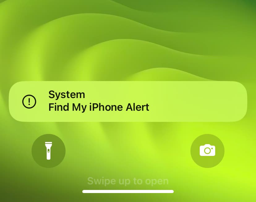 Find My iPhone Alert on Lock Screen