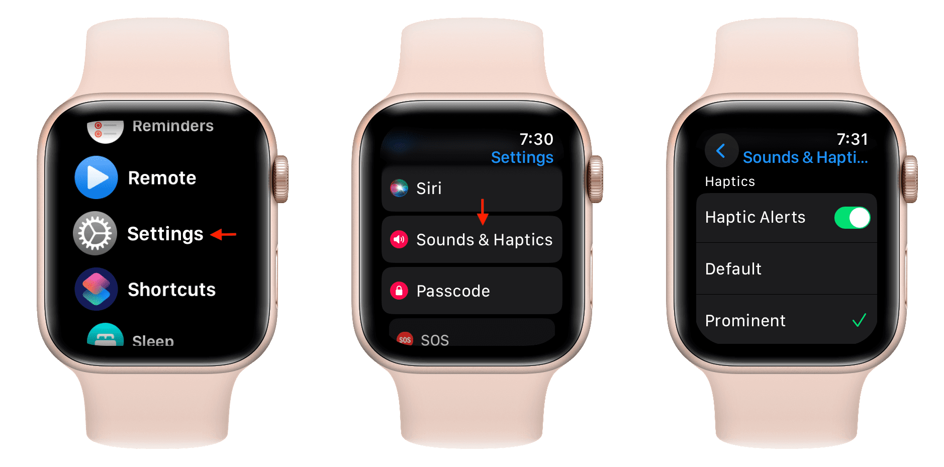 Haptics settings on Apple Watch