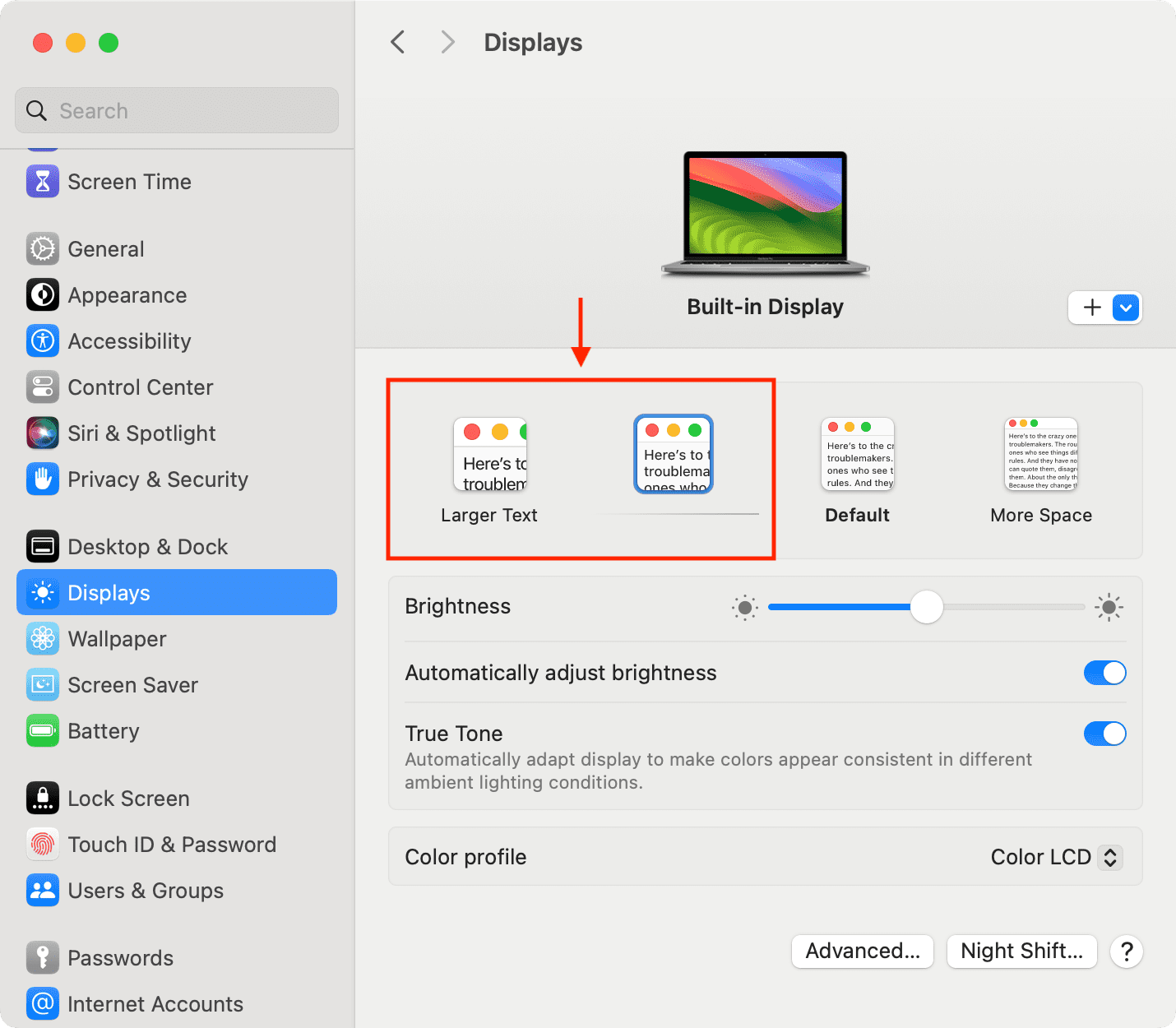Increase text size of Mac