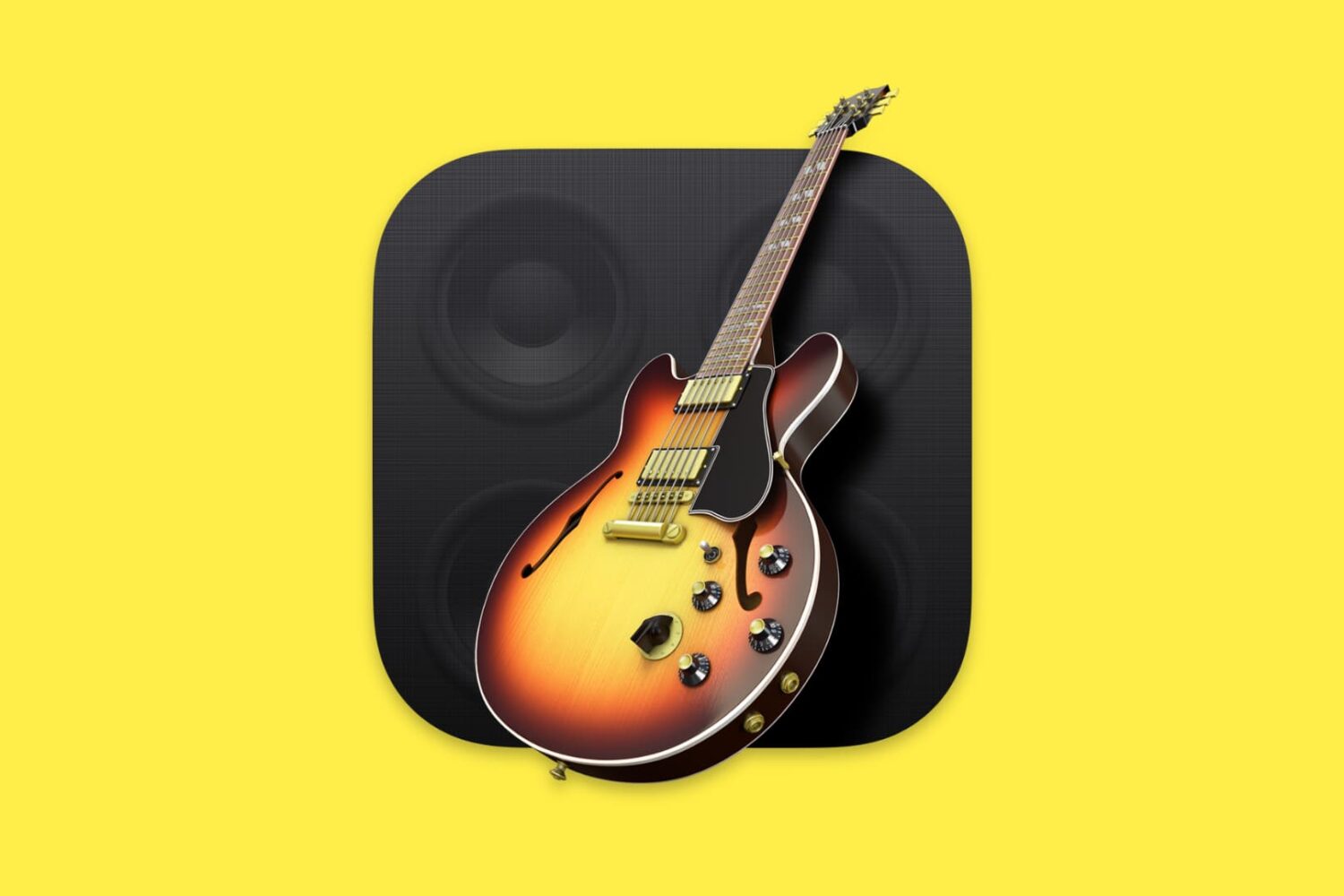 Mac's GarageBand logo on a solid yellow background