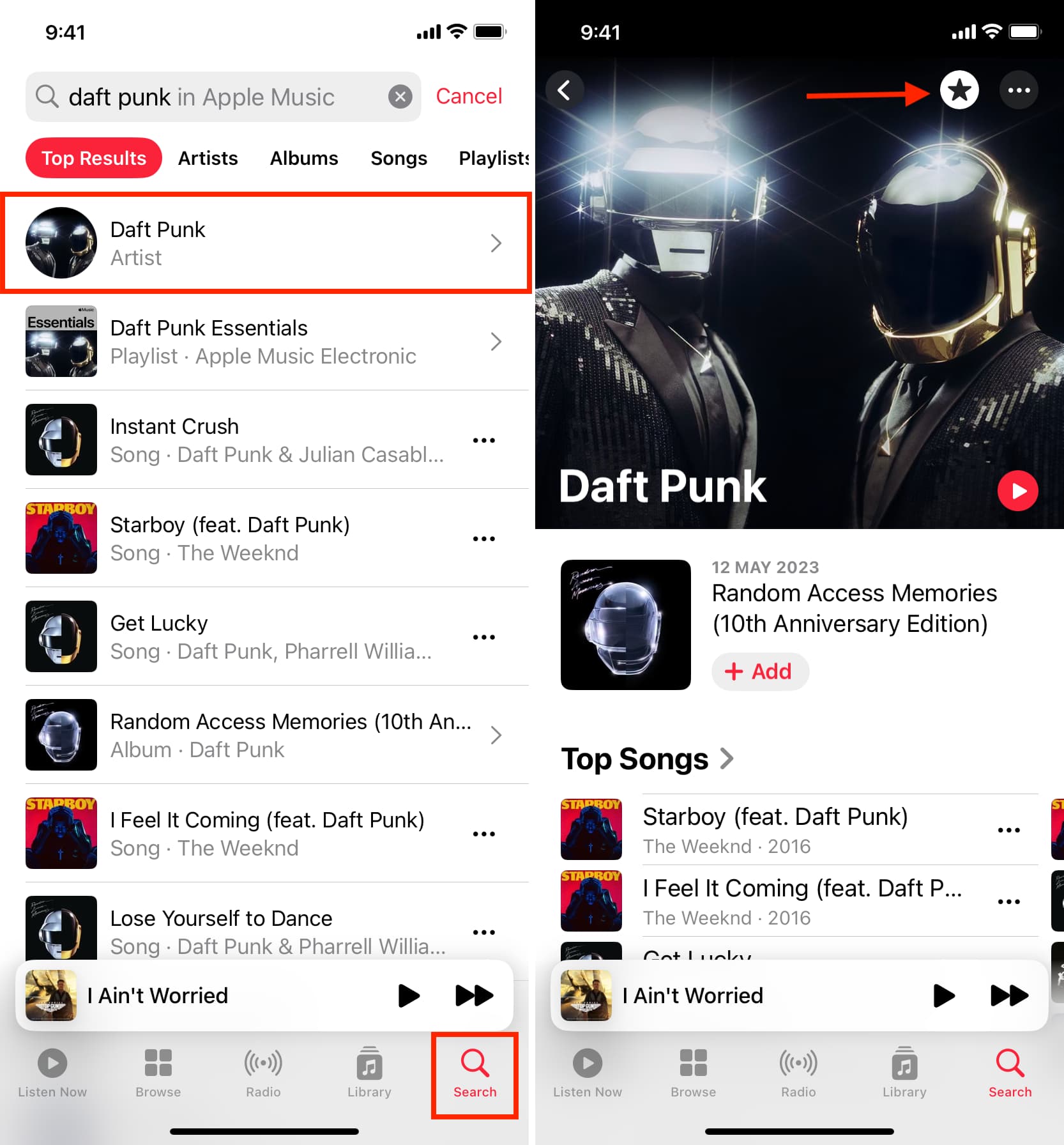Mark an artist as favorite in Apple Music app on iPhone