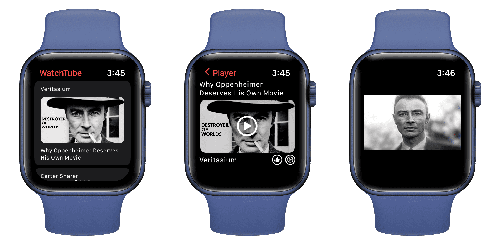 Playing a curated YouTube video on Apple Watch