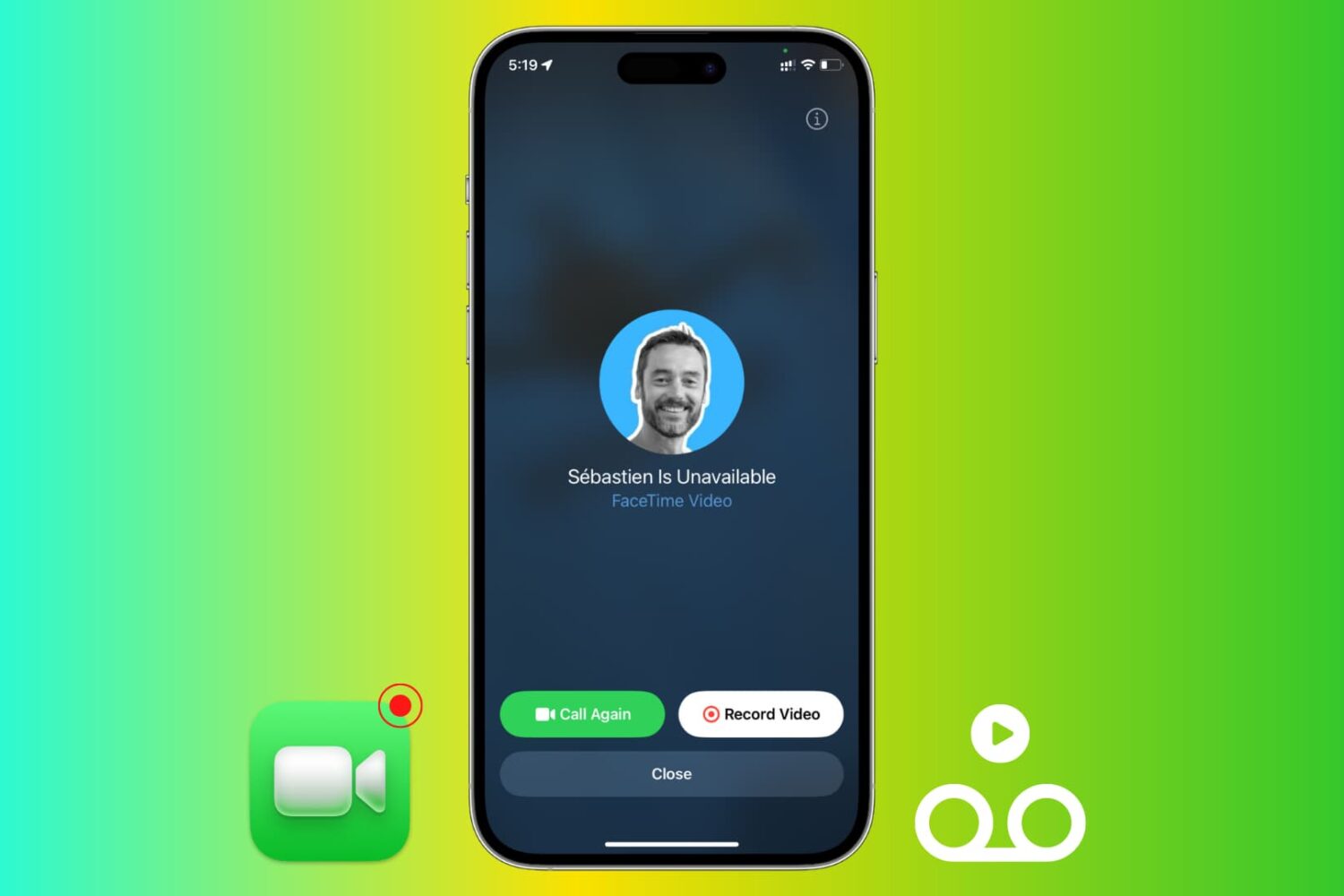Record FaceTime video message on iPhone