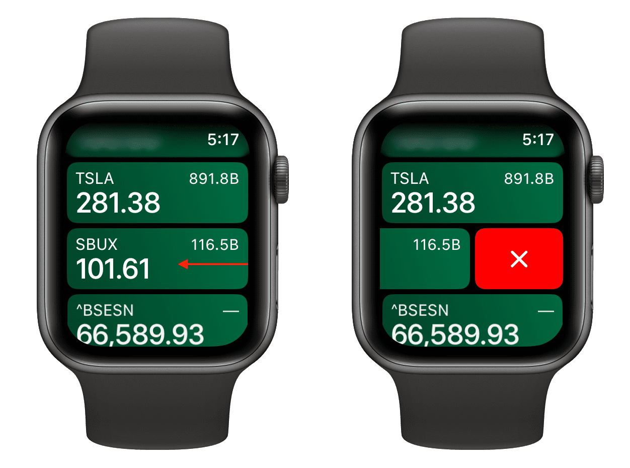Remove a stock from Stocks app on Apple Watch