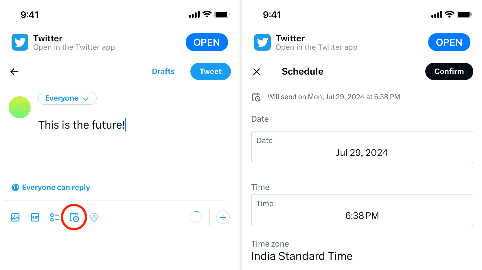 Schedule a tweet from your phone