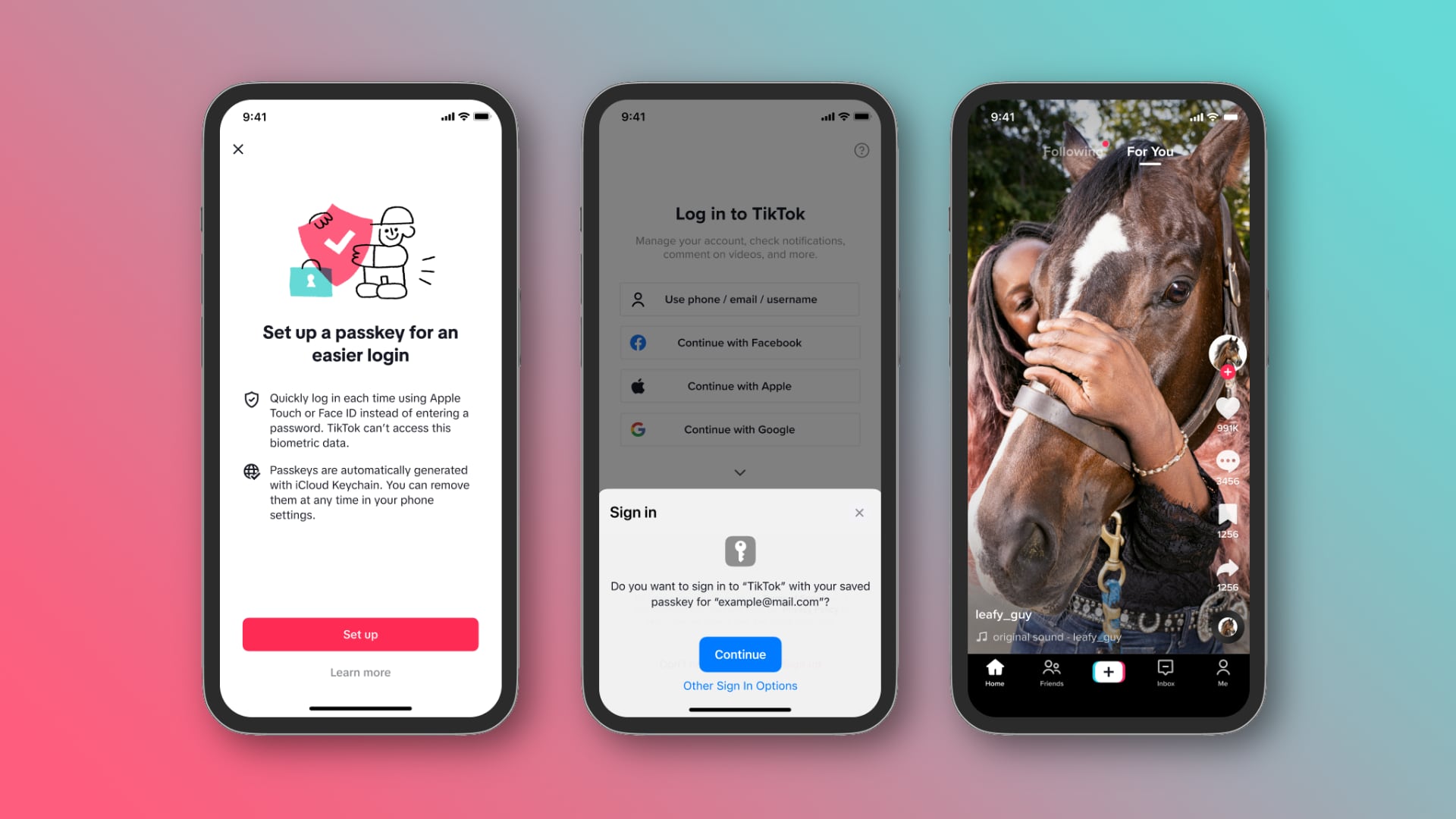 TikTok for iPhone brings passkey support for passwordless login authentication