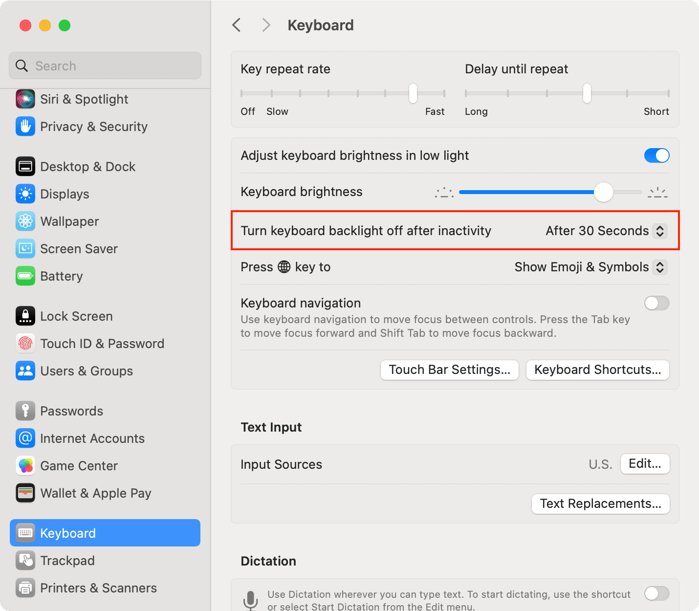Turn keyboard backlight off after 30 seconds of inactivity on Mac