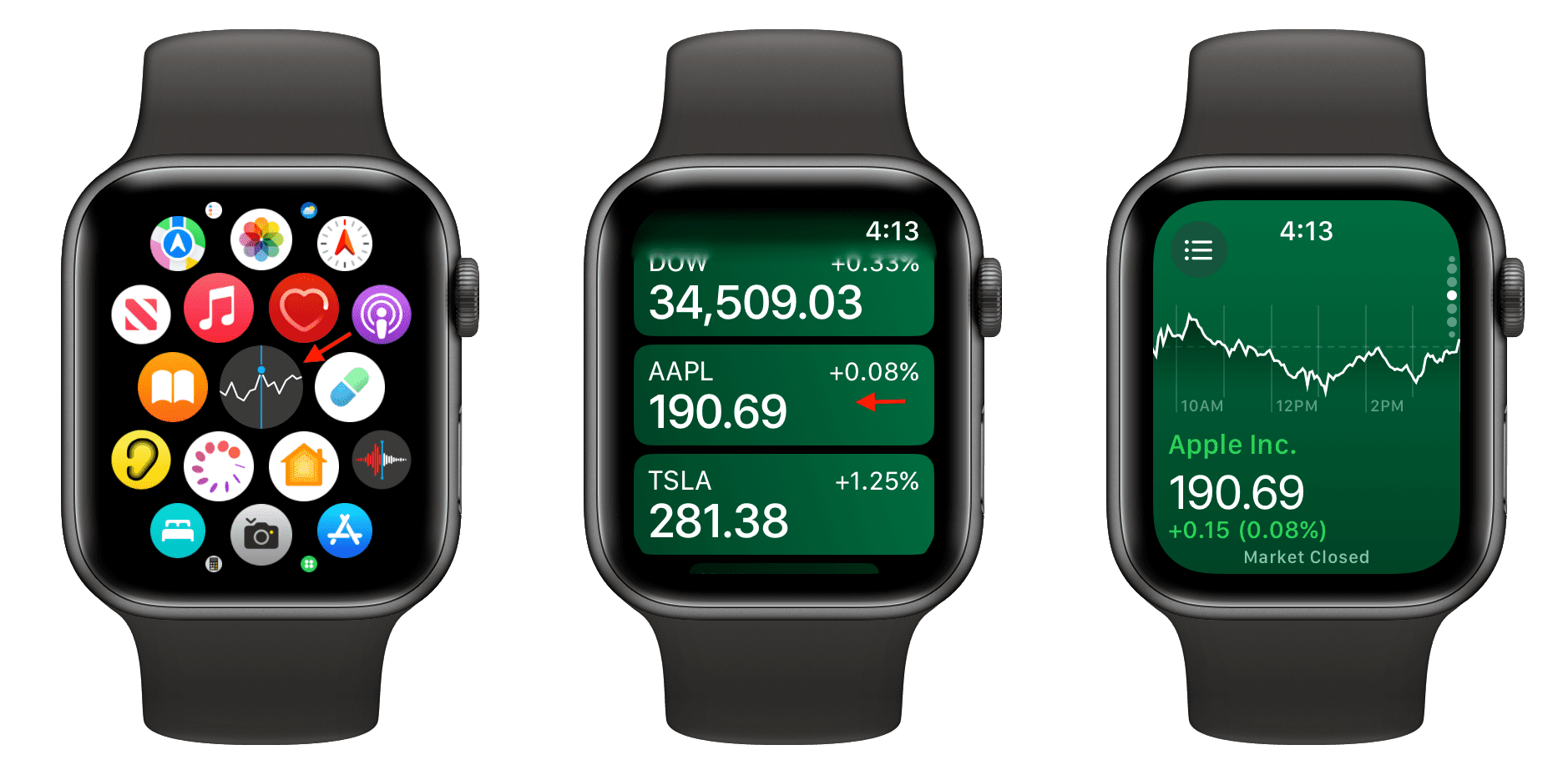 Using Stocks app on Apple Watch