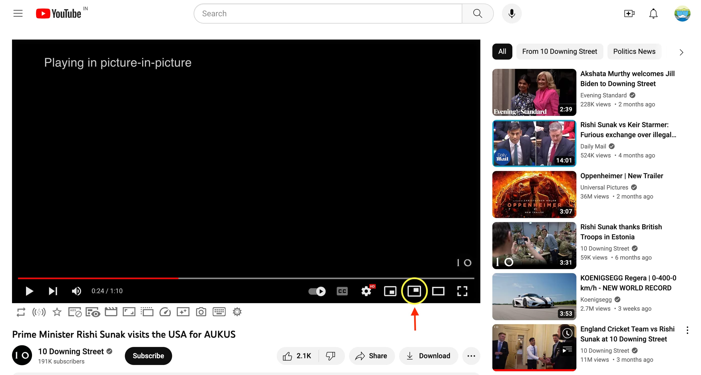 YouTube Playing in picture-in-picture using Chrome extension on Mac