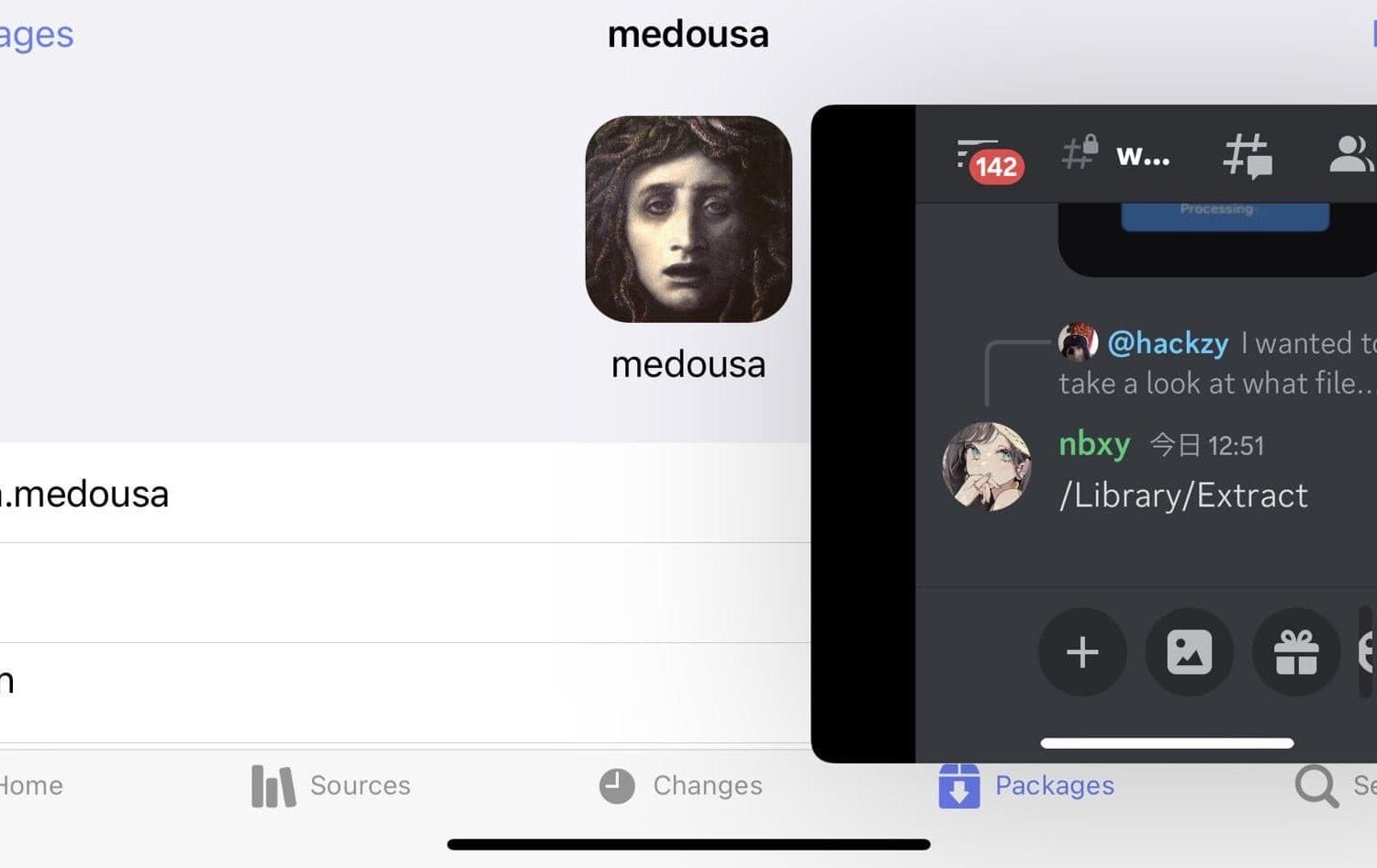 medousa iPad-style multitasking on iPhone landscape mode.