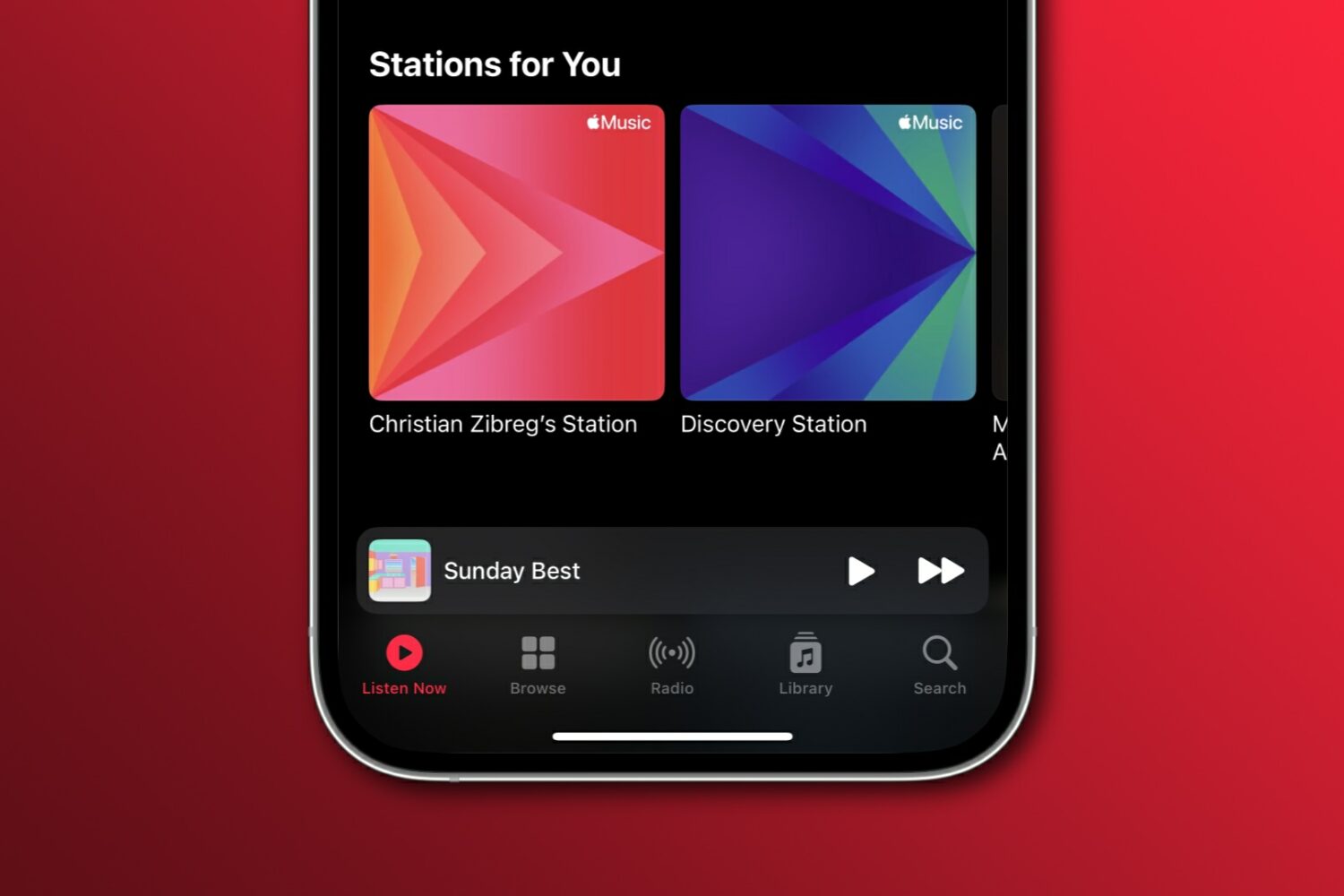 The Discovery Station in Apple Music's Listen Now on iPhone