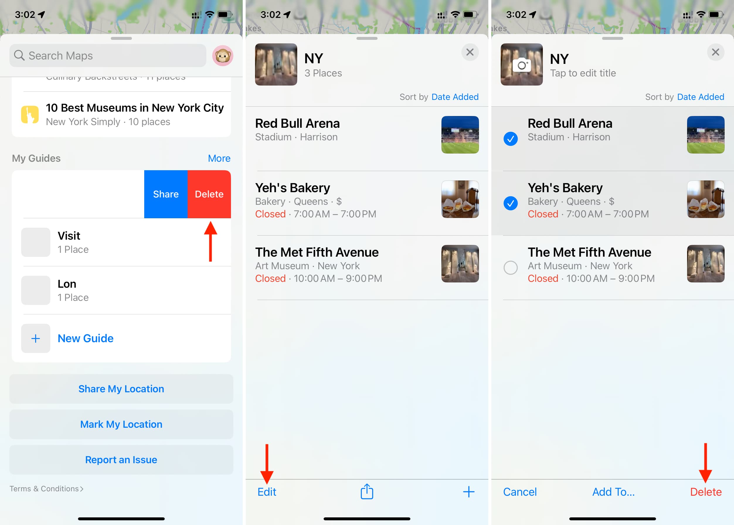 Delete a guide in Apple Maps on iPhone