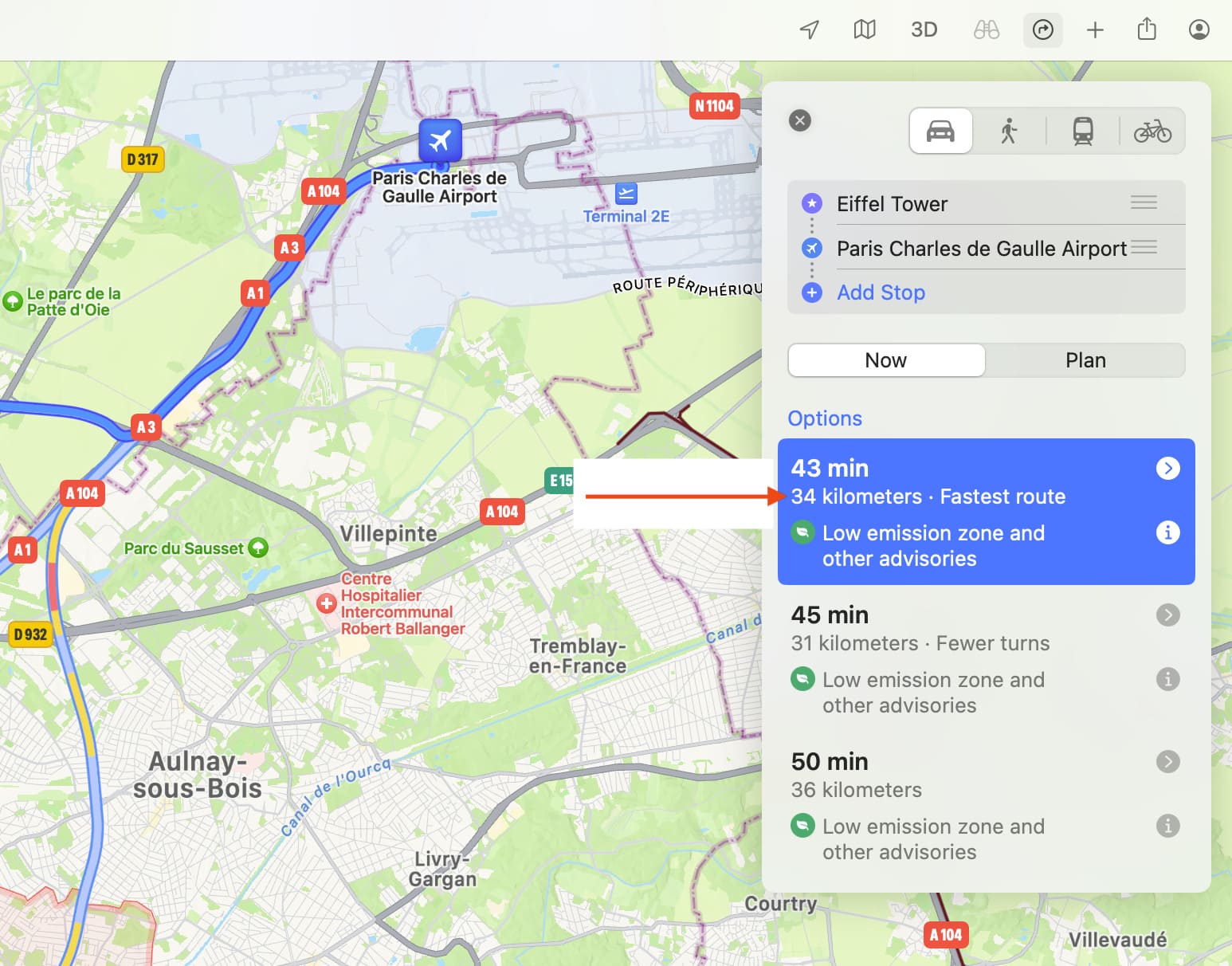 Distance between two locations in Apple Maps on Mac