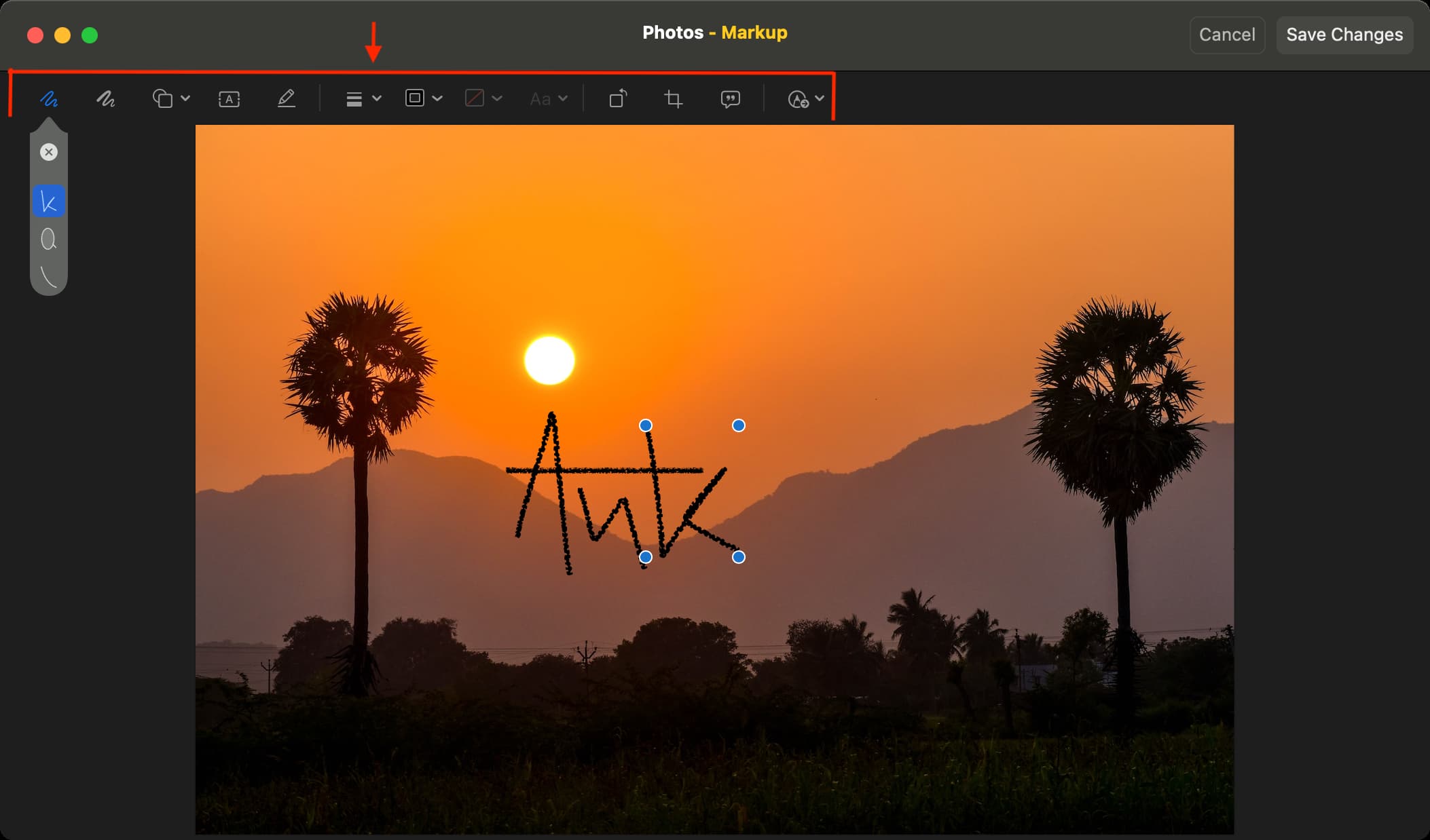 Markup tools in Photos on Mac