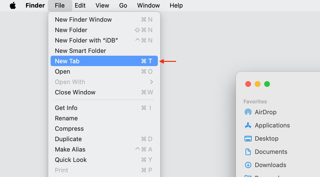 Open New Tab in Finder on Mac