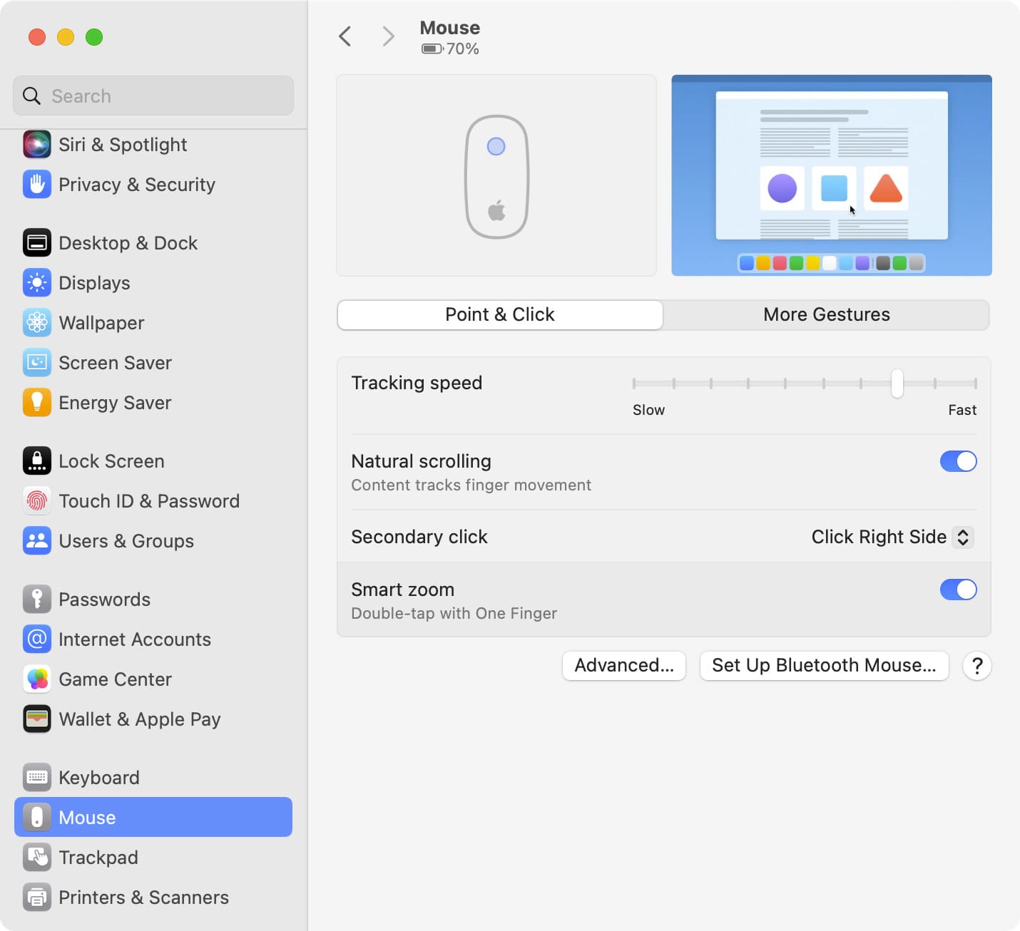 Point and Click Mouse settings on Mac