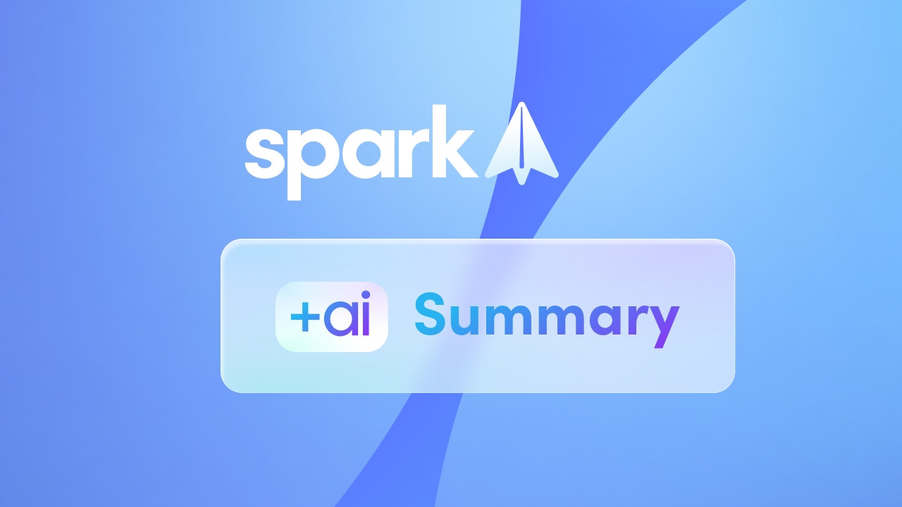 Marketing image promoting AI-powered email summaries in the Spark app