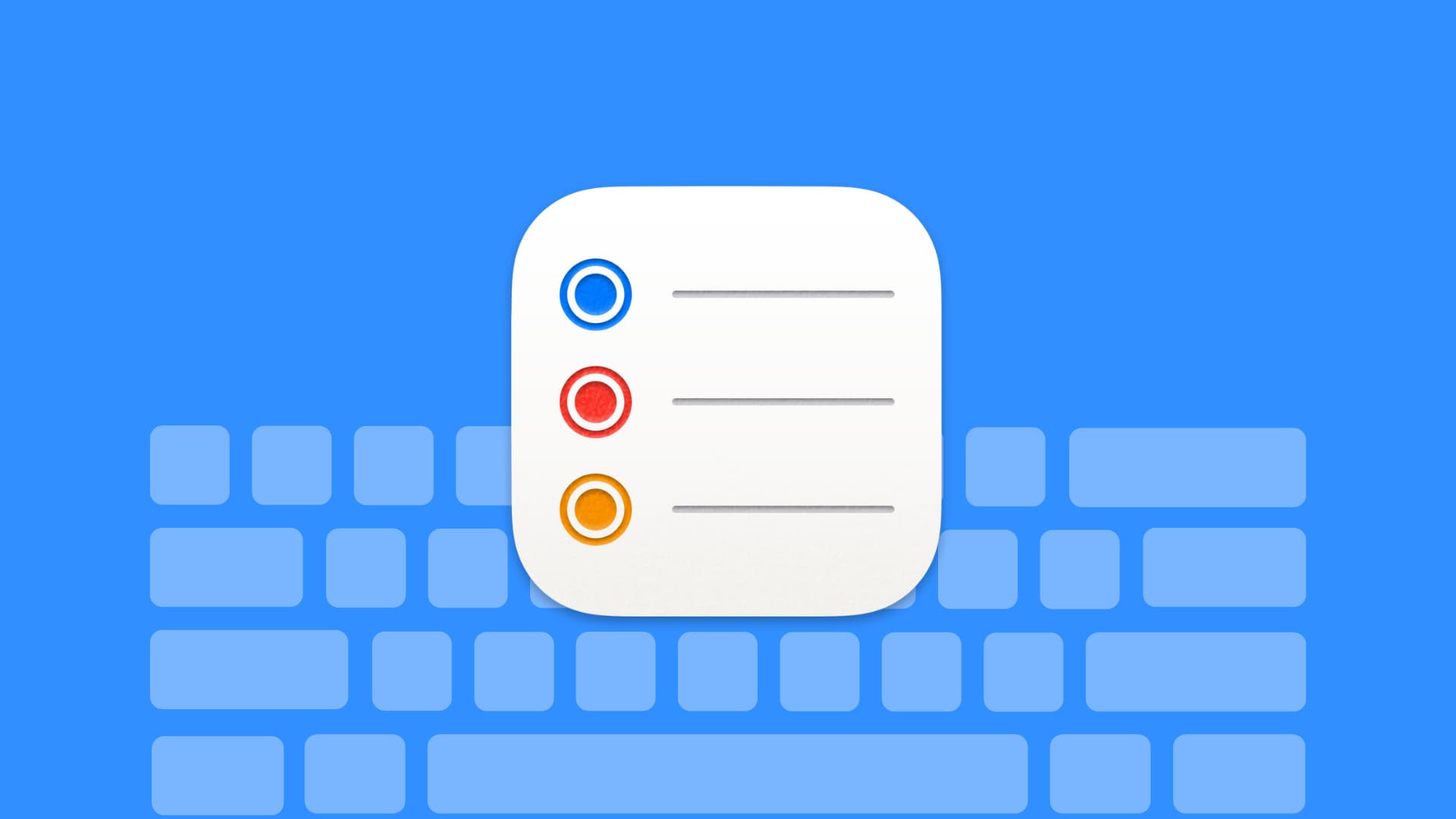 Keyboard shortcuts for Reminders app