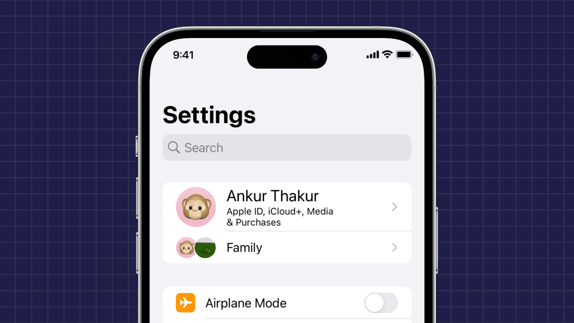 Search in iPhone Settings app