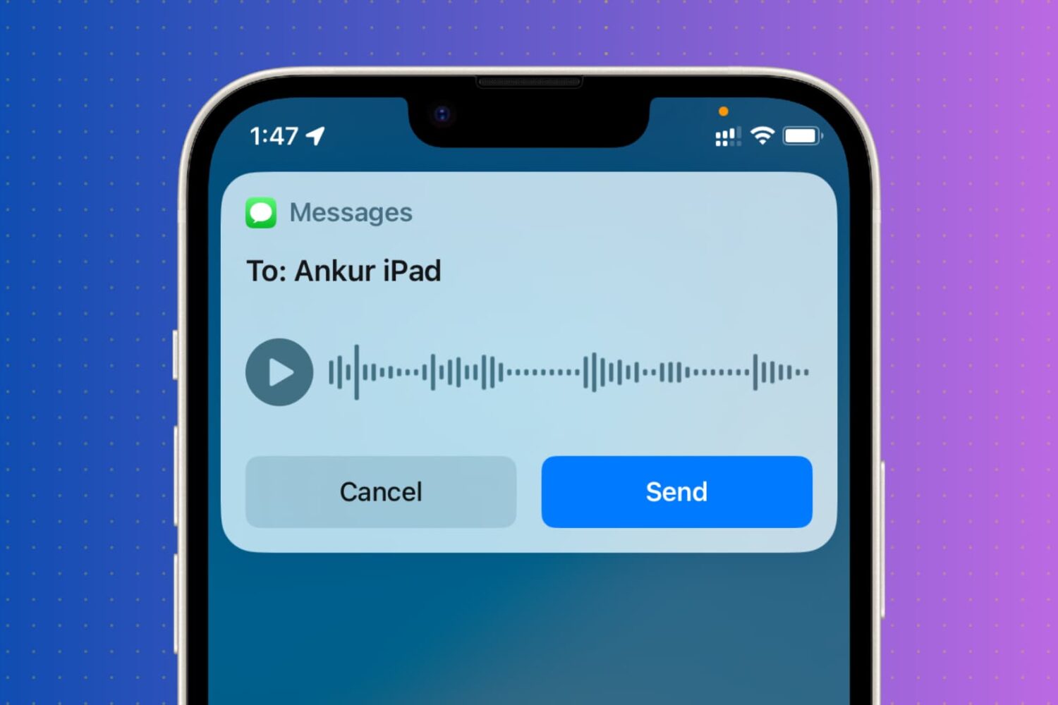 Sending a audio message using Siri from iPhone
