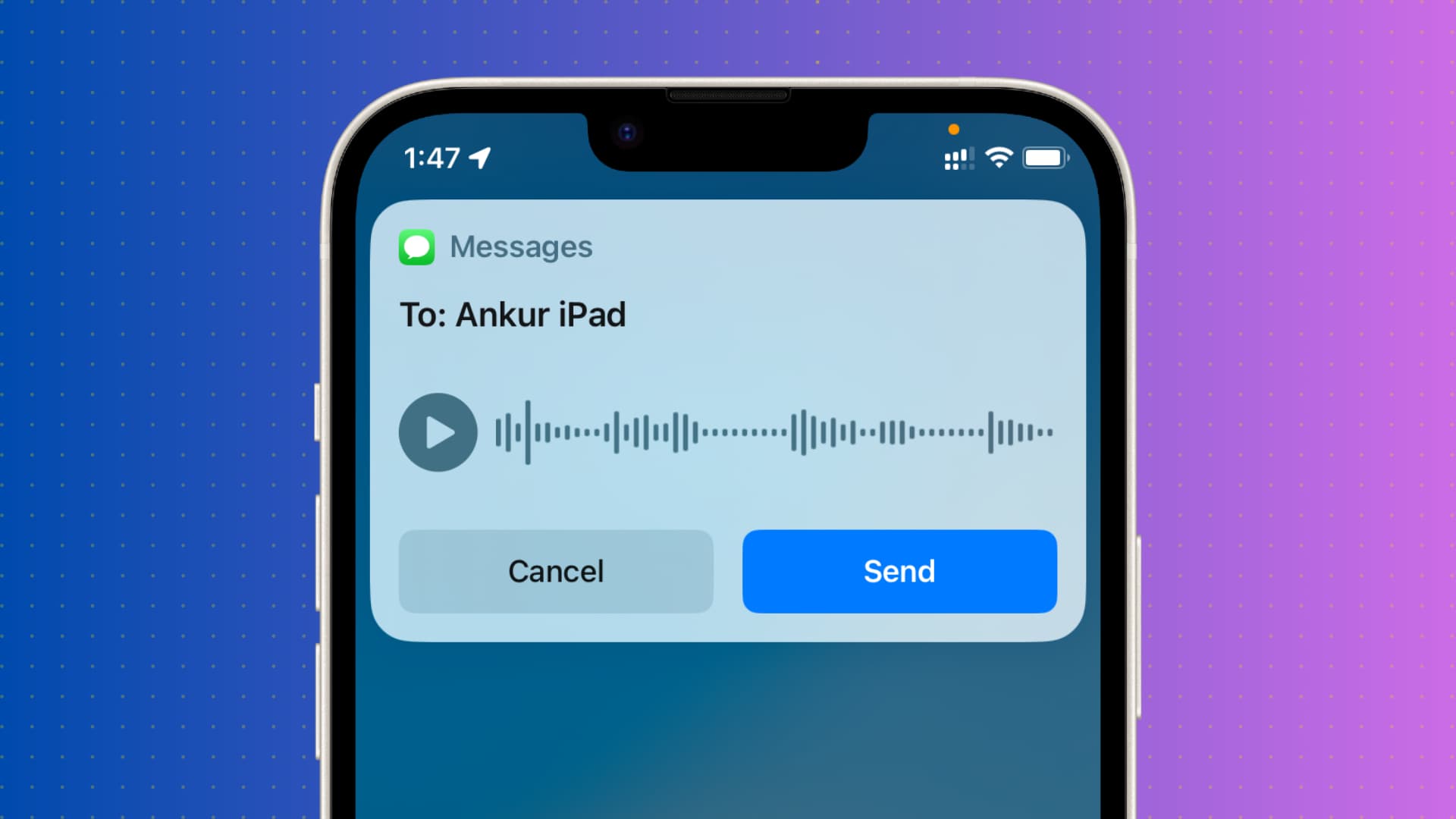 Sending a audio message using Siri from iPhone