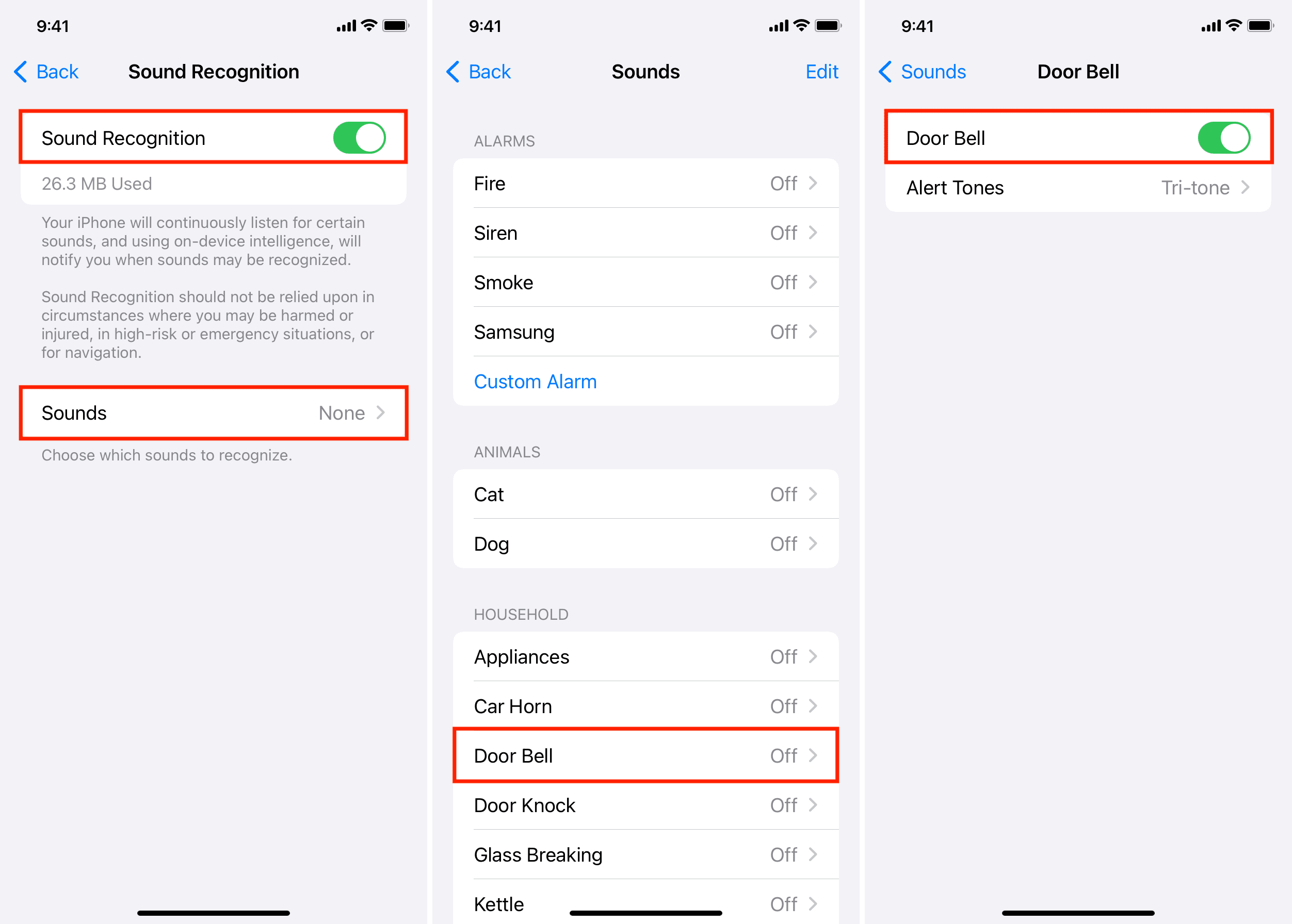 Set up Sound Recognition in iPhone accessibility settings