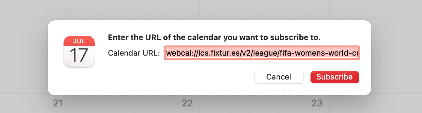 Subscribe to a calendar alert on Mac